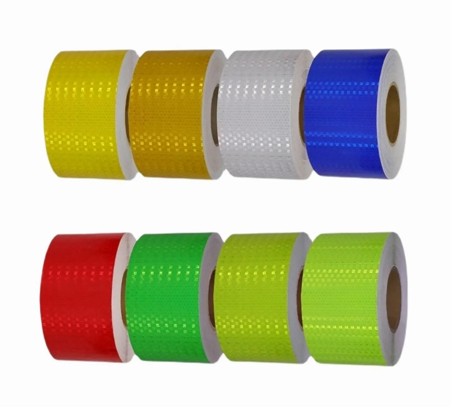 Cinta reflectante adhesiva de 10 cm x 10 m, blanca, roja, fluorescente, amarilla y azul con estrellas brillantes, reflectoras, pegatinas de película, tiras decorativas for coche.(Flu shiny stars)
