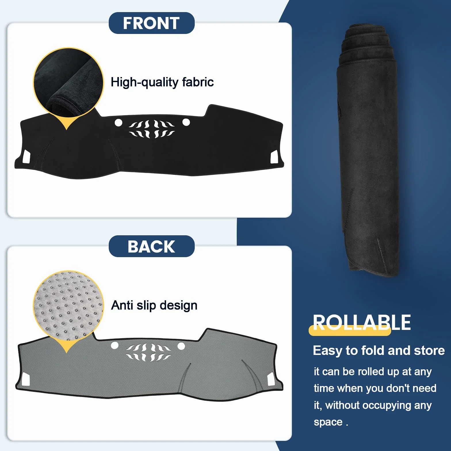 Alfombrilla para salpicadero de Coche de Ajuste Personalizado para Kia Seltos 2021-2023 2024, Cubierta Antideslizante para salpicadero, Protector contra el Sol, Color Negro