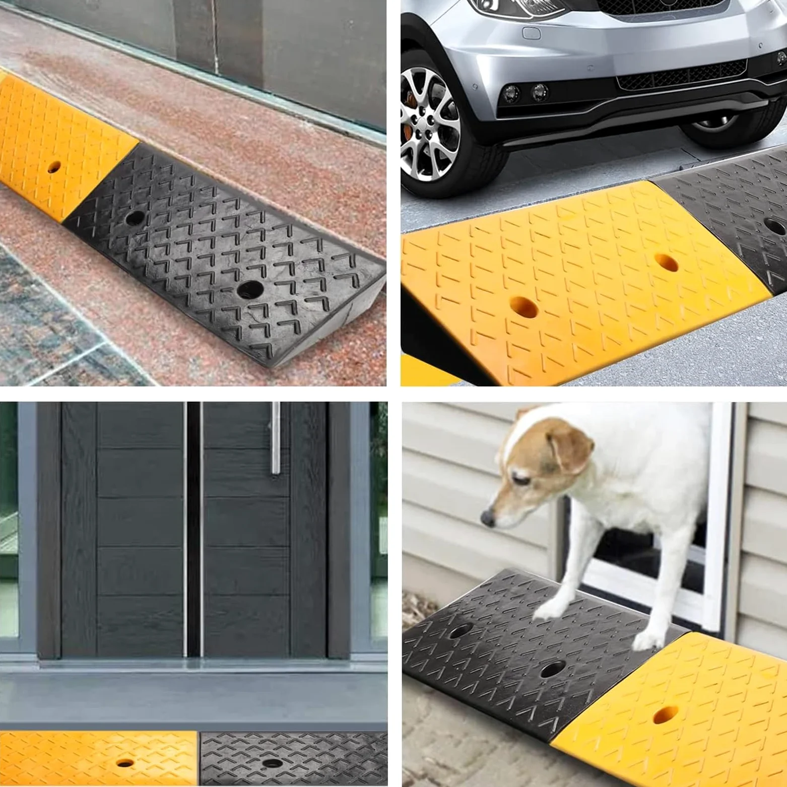 Rampas para silla de ruedas,Rampa coche,Rampas de umbral para puertas,Rampa de bordillo de goma con estructura de cuadrícula estable,para escalones,bicicletas,motocicletas,Capacidad de carga 3000kg/3t