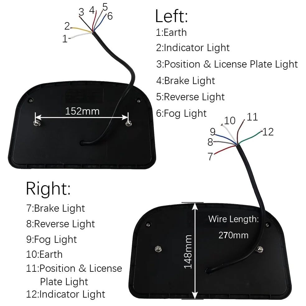 Pilotos Traseros de Iluminación Luces Traseras LED para Remolque Camión Caravan 12V 24V Lámpara Trasera Impermeables 7 Funciones Luz Trasera LED Homologados ECE