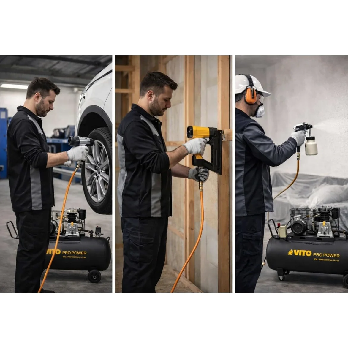 VITO - Compresor de aire 300L 10 Bar 4000W 5.5CV 500L/min - Compresor de taller para herramientas neumáticas pintura inflado 380V | Compresor de taller, Para herramientas neumáticas, Pintura, Inflamación