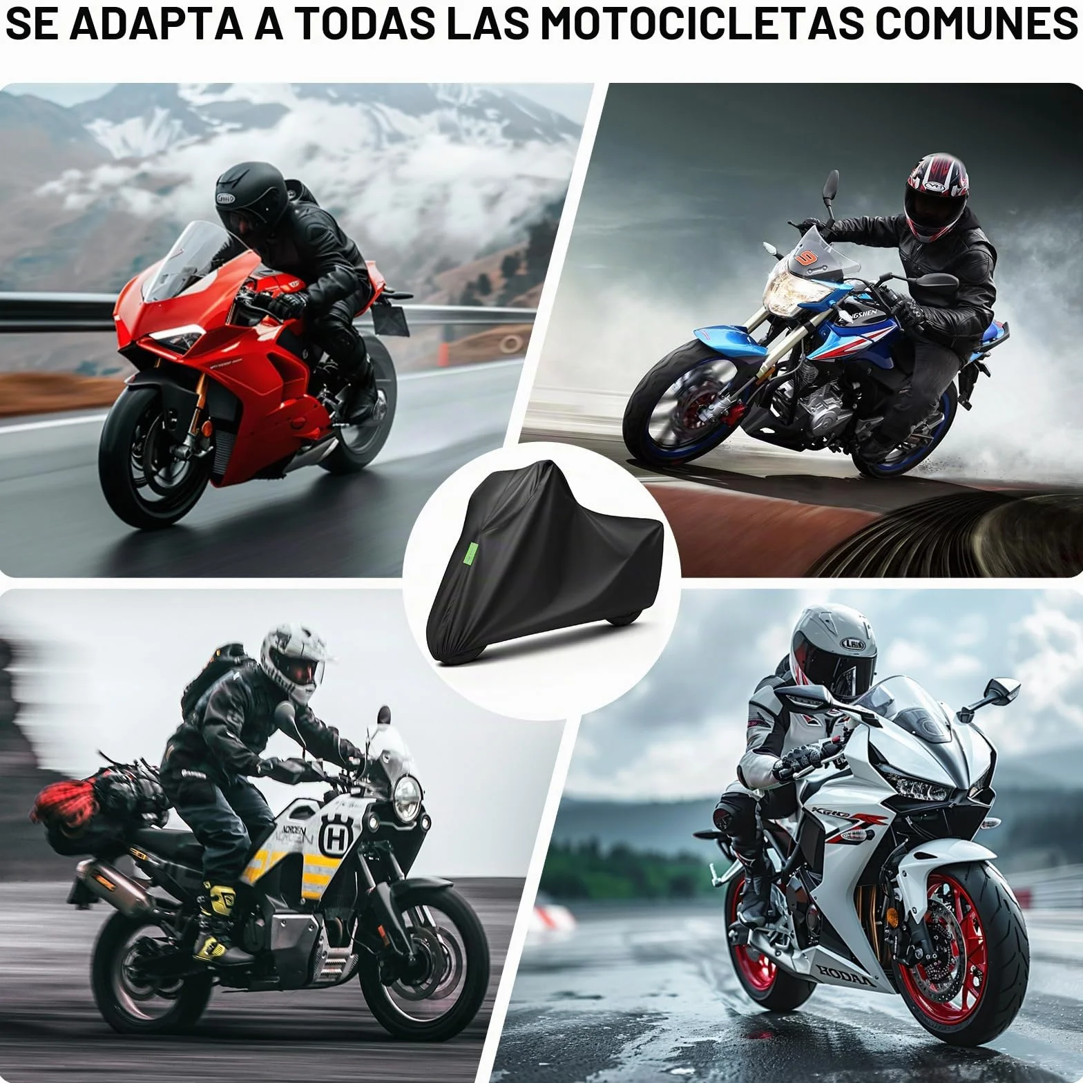 Funda Moto Impermeable, Funda para Moto Exterior con Banda Reflectante, Cubre Motos con protección UV, antirayones y antigranizo per Motocross/Bicicletas eléctricas/Bicicletas.XXL (245 * 105 * 125cm)