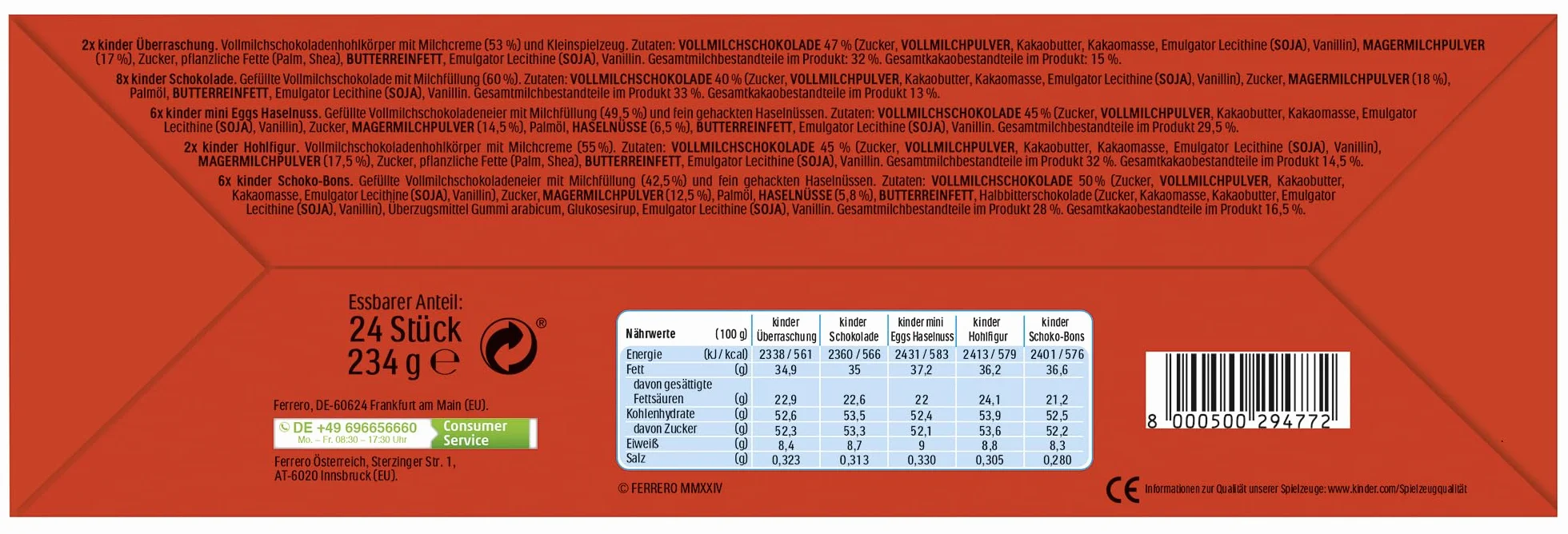 Kinder Chocolate House Calendario de Adviento de Navidad 2025, chocolate con leche fino con relleno lechoso, 24 piezas (234 g)