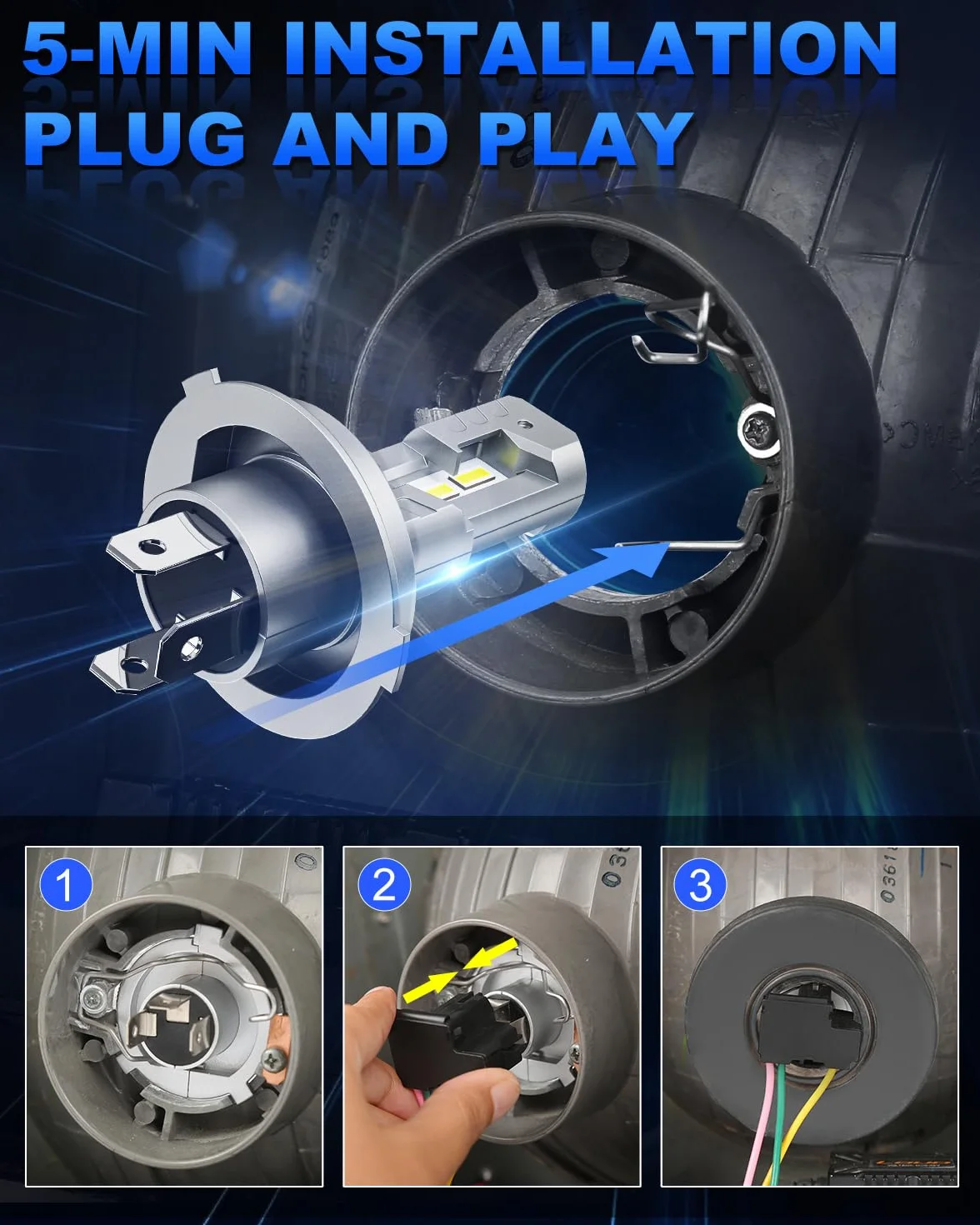 SUPAREE Bombilla LED H4 Motocicleta Bombilla H4 LED Moto Lampara LED Moto para Faro de Moto Hi/Lo 6000K 600% 8000LM 25W 12v/24v 1:1 Mini Size Plug y Play 1 Pc