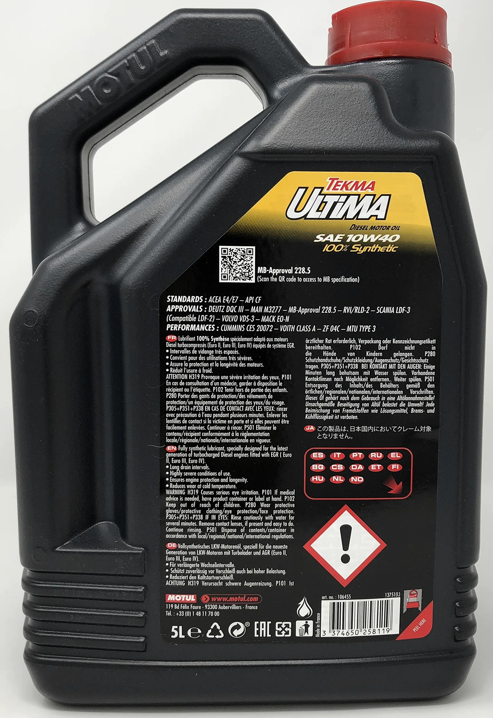 Aceite lubricante motor - Motul Tekma Ultima 10W-40, 15 Litros