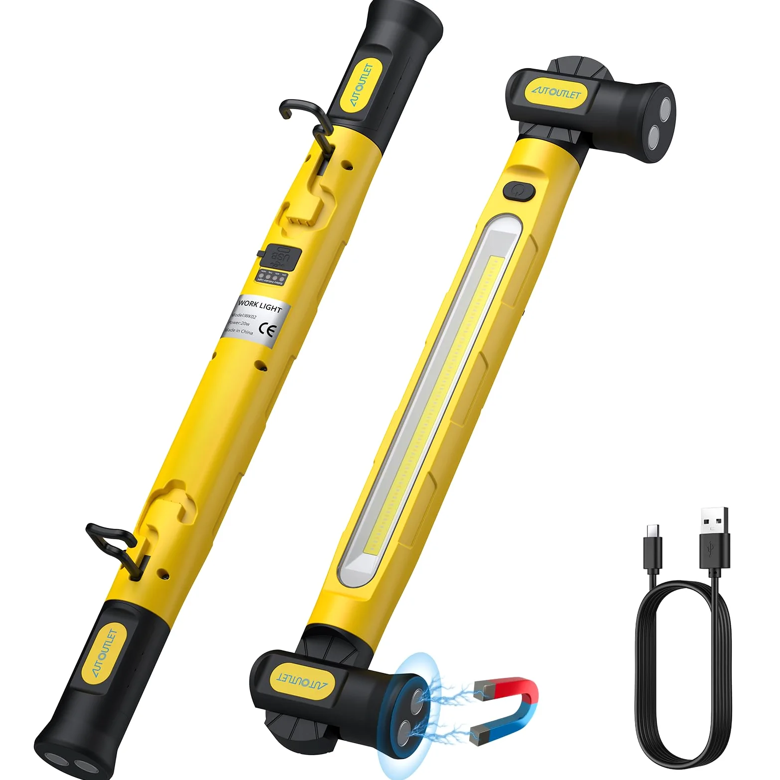 AUTOUTLET Lámpara de Trabajo LED Recargable Magnética 6000mAh 3000 Lúmenes Impermeable