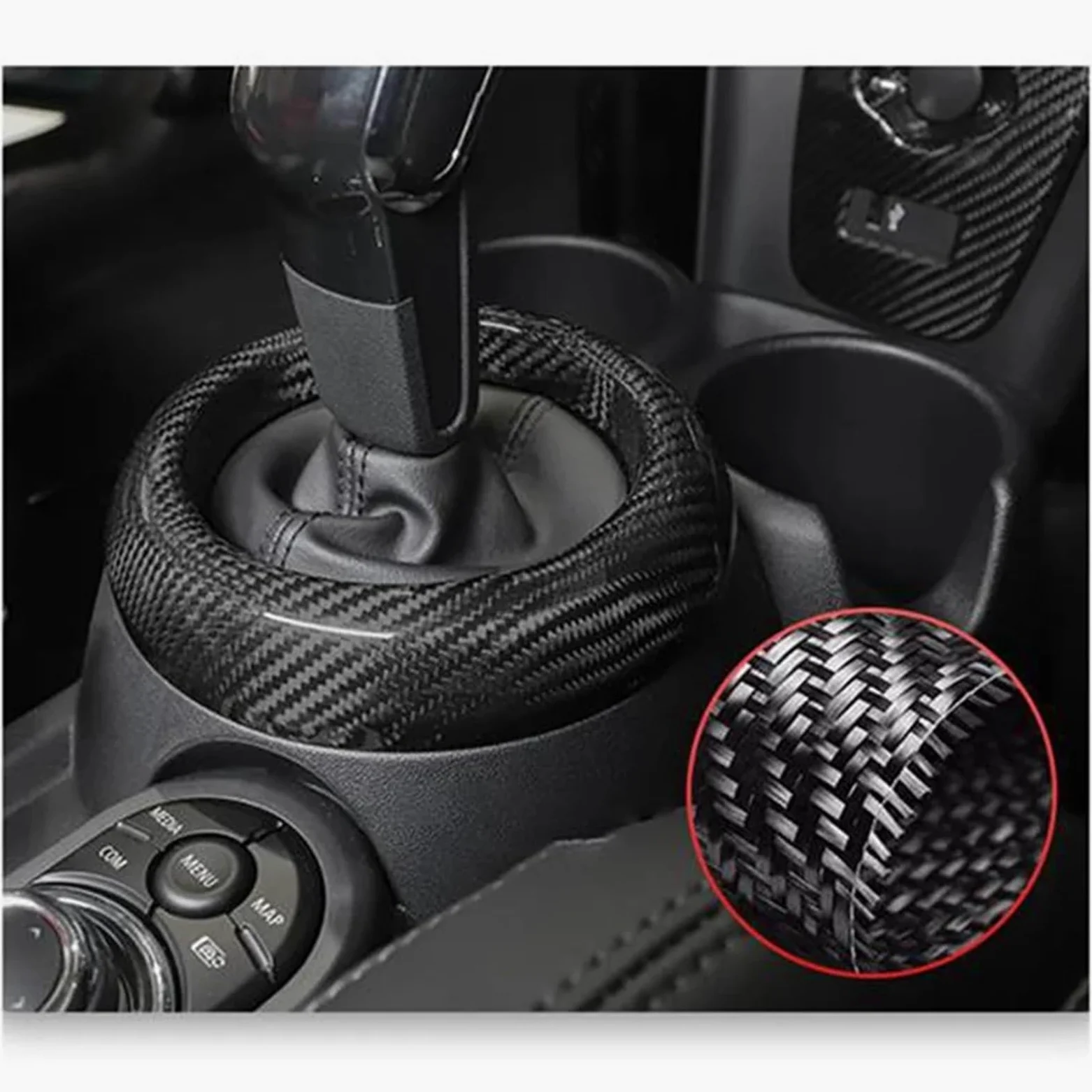 Accesorios Coche para Mini para Cooper para F55 para F56 para F57 para Countryman 2018-2022 Panel Engranaje Central Fibra Carbono Panel Control Modificación Interior Decoración Coche