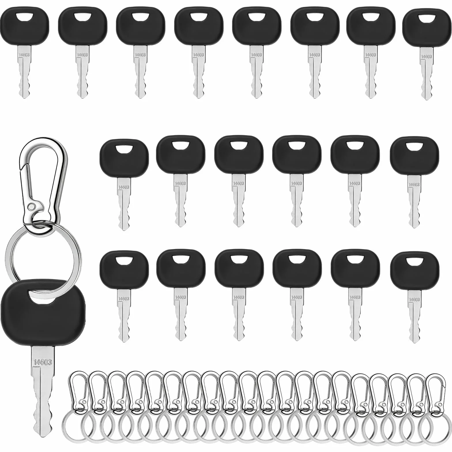 Juego de llaves para maquinaria de construcción, 20 unidades, 14603, llave de encendido con llavero, juego de llaves para tractores, apiladores, cargadoras de ruedas