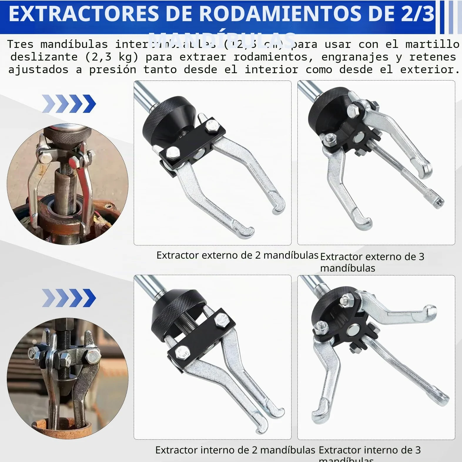 FreeTec 9 en 1 Extractor de Martillo Inercia, Extractor Bujes y Rodamientos con Martillo Deslizante, 2 Tams. Extractores Buje, 3 Garras Extractores Rodamientos Internos, Extracción Abolladuras Coche