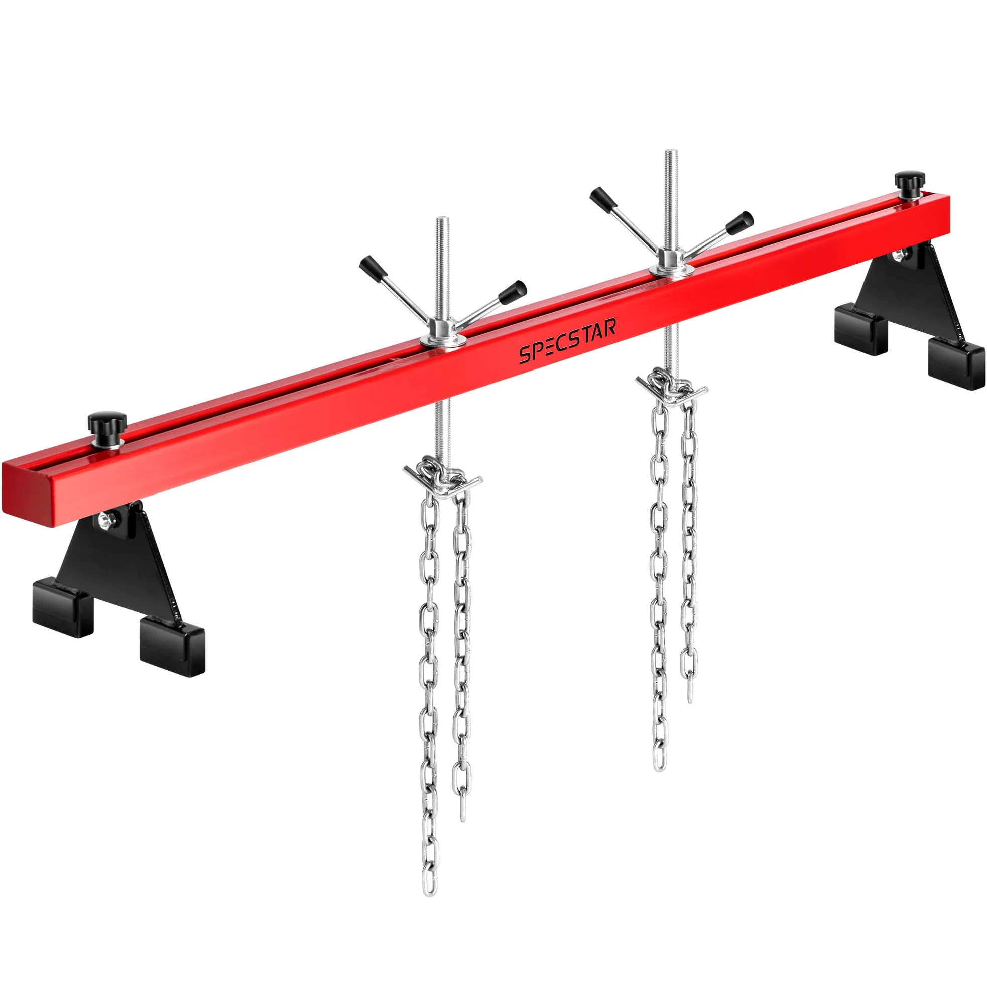 SPECSTAR Barra de Soporte de Motor 500 kg Travesaño para Motor y Transmisión | Ajustable 53,3–144,8 cm, Elevación de Doble Punto con Ganchos Dobles, Rotación 360° con Soporte de 2 Puntos y Ganchos Dobles