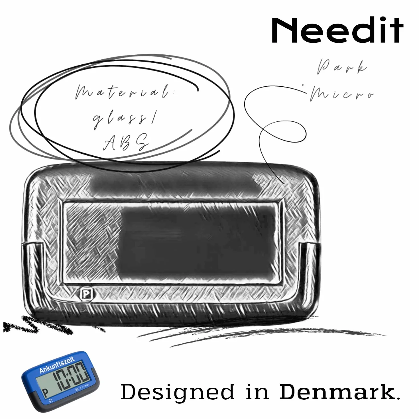 Needit Parkscheibe ParkMicro PS1800 800mm x 45mm x 10mm Autoadhesivo