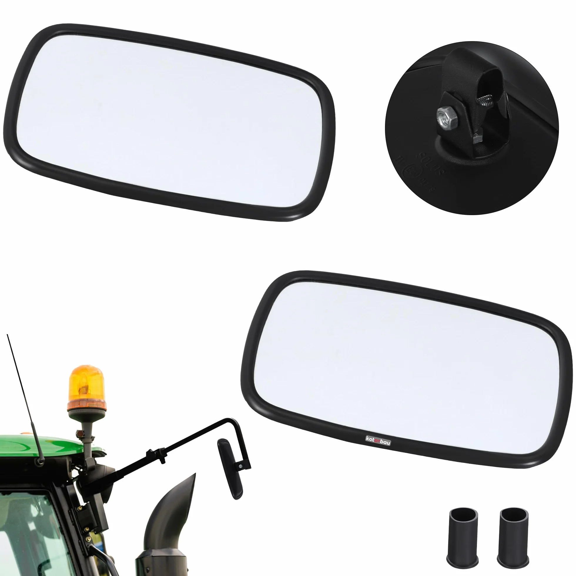 KOTARBAU Espejo universal para tractor 19x23 cm PVC 2 unidades retrovisor con soporte