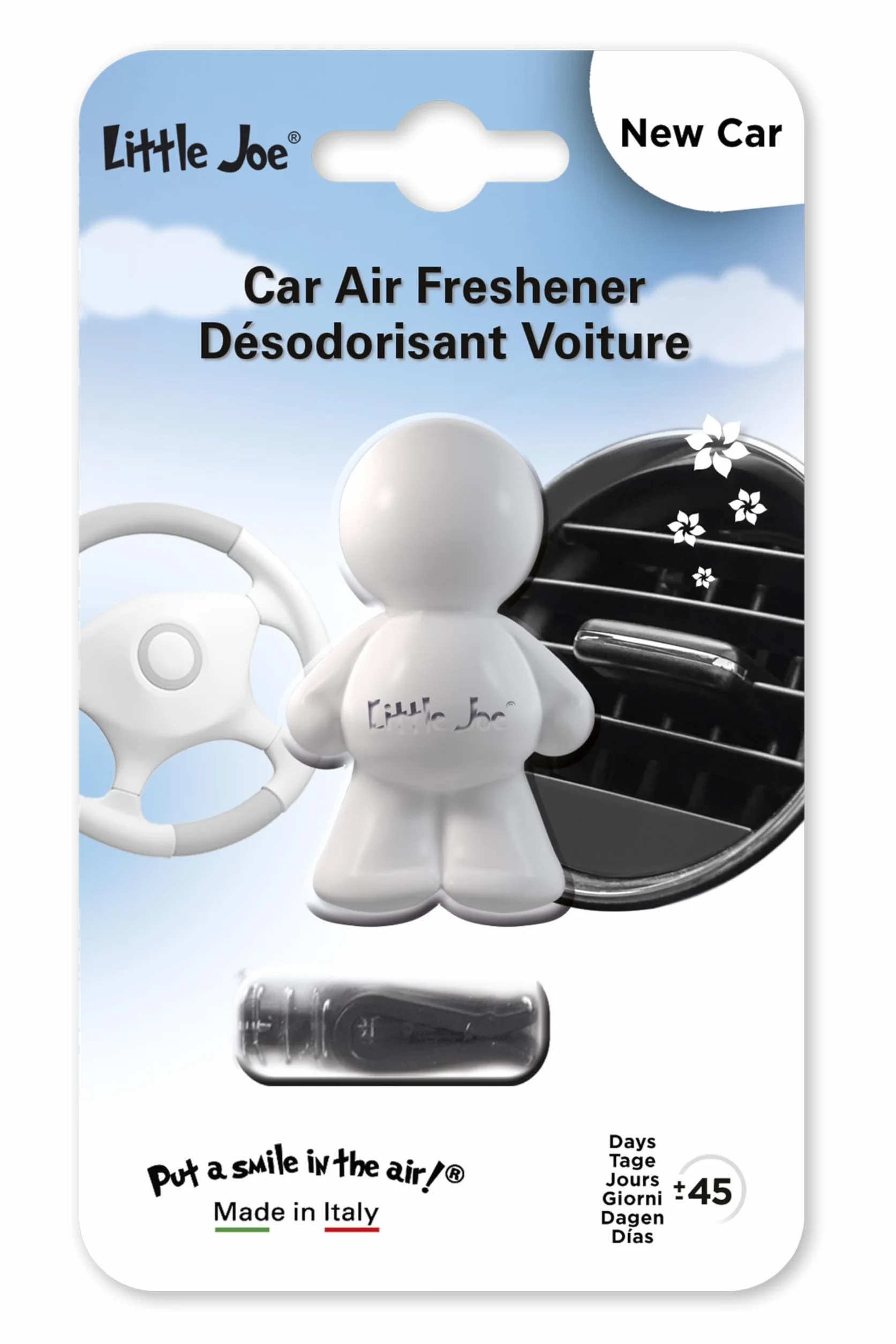 Little Joe Perfumador de Gel Aroma New Car para Aireador de Coche. Larga duración, hasta 45 días. Aroma Irresistible y Divertido para Todos los Públicos.
