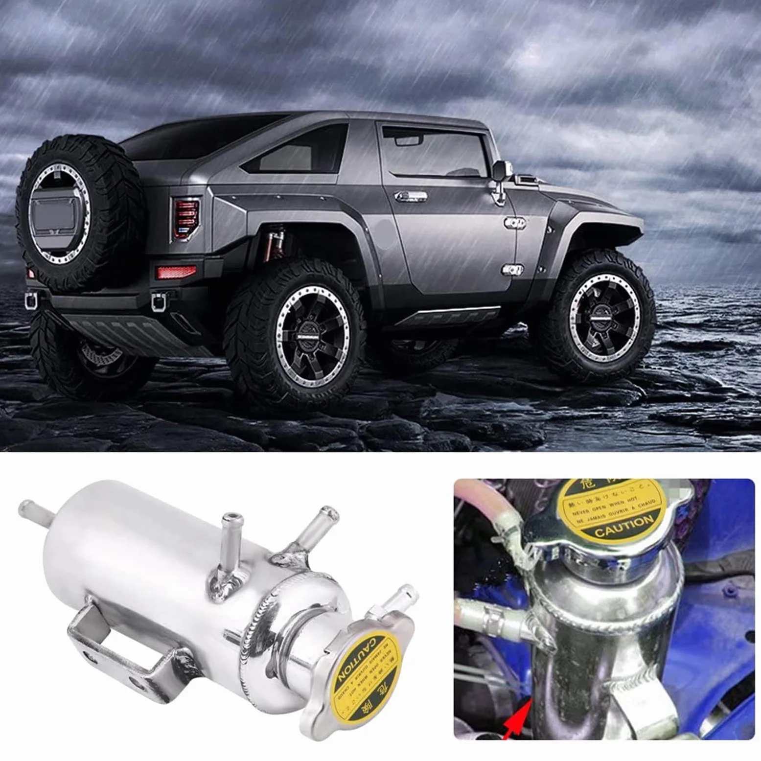Tanque de expansión de refrigerante, depósito de refrigerante, líquido de radiador de colector de depósito de desbordamiento de SUV de coche de aluminio de 350 ml