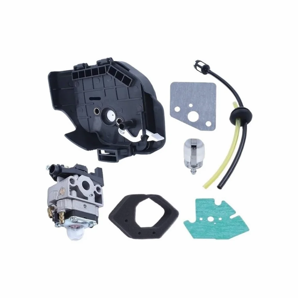Carburador compatible con GX25, GX25NT, HHT25S, kit de juntas de línea de carcasa de filtro de aire y combustible, carcasa de filtro de aire de carburador