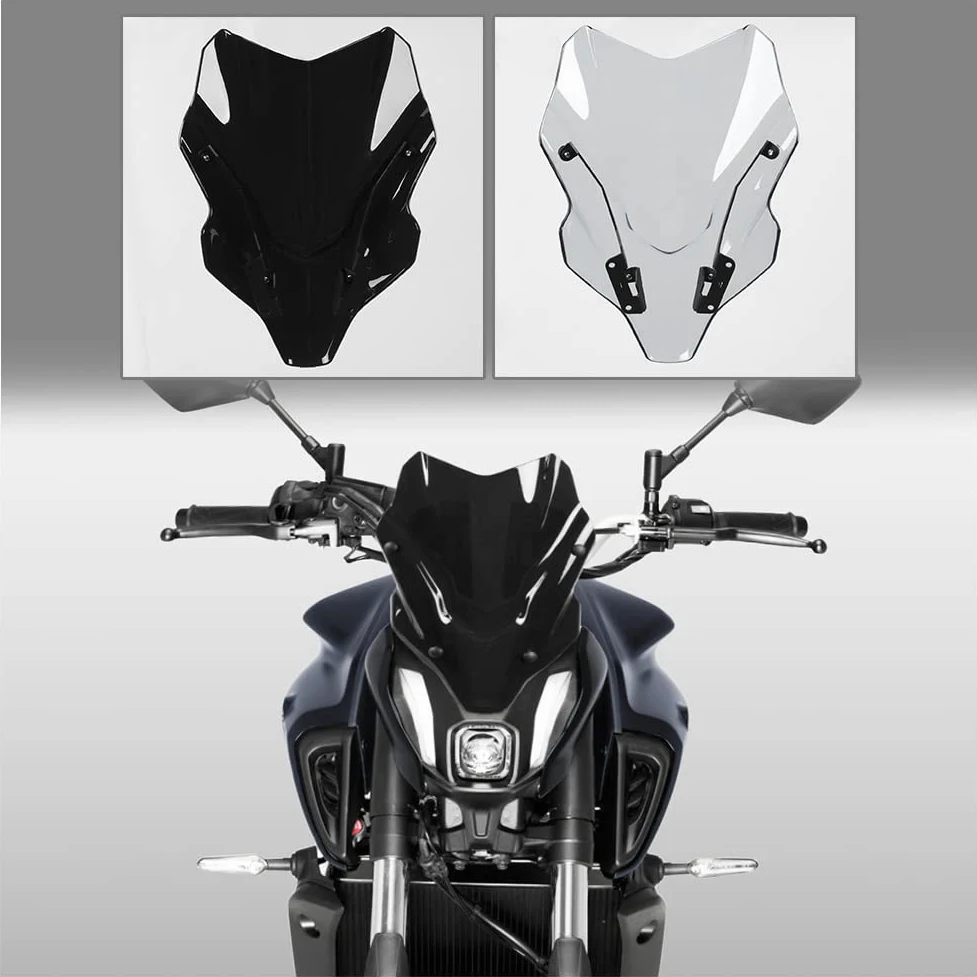 Parabrisas de Moto, Parabrisas, mosquitera, Deflector de Pantalla de Viento, Protector Pare-brise con Soporte, carenado Frontal para MT07 FZ07 MT FZ 07 MT-07 FZ-07 2021 2022 2023 (Humo)