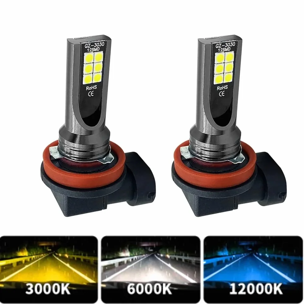 Genérico Luz trasera 2 uds H11 H8 H4 H7 H1 H16 H3 H10 9005 HB3 9006 HB4 luces antiniebla LED para coche 6000K bombillas de faros 3000K 12000K 4300K ​​lámpara para(8000K,H8)