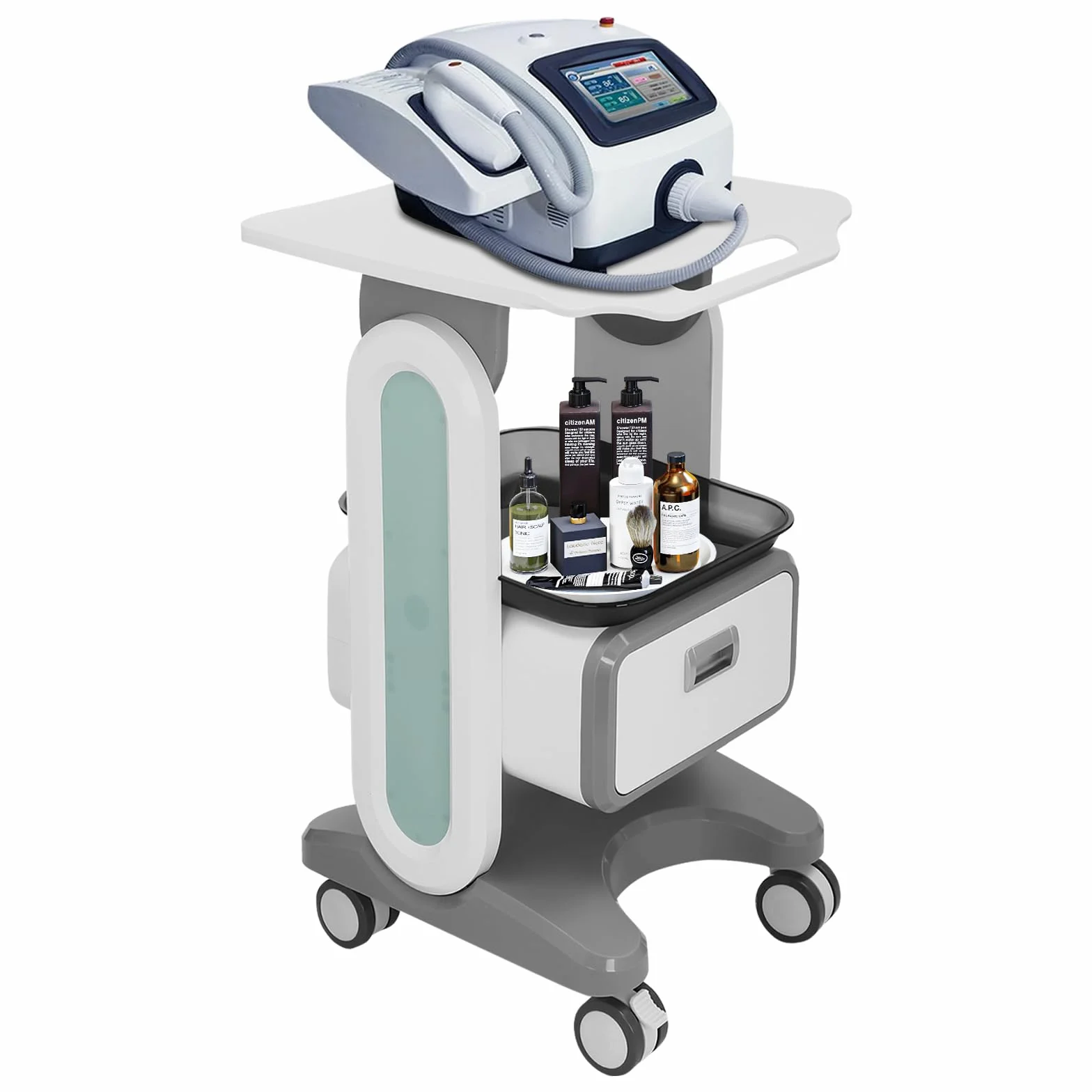 Carro médico con cajón, carrito de belleza móvil con cesta de almacenamiento