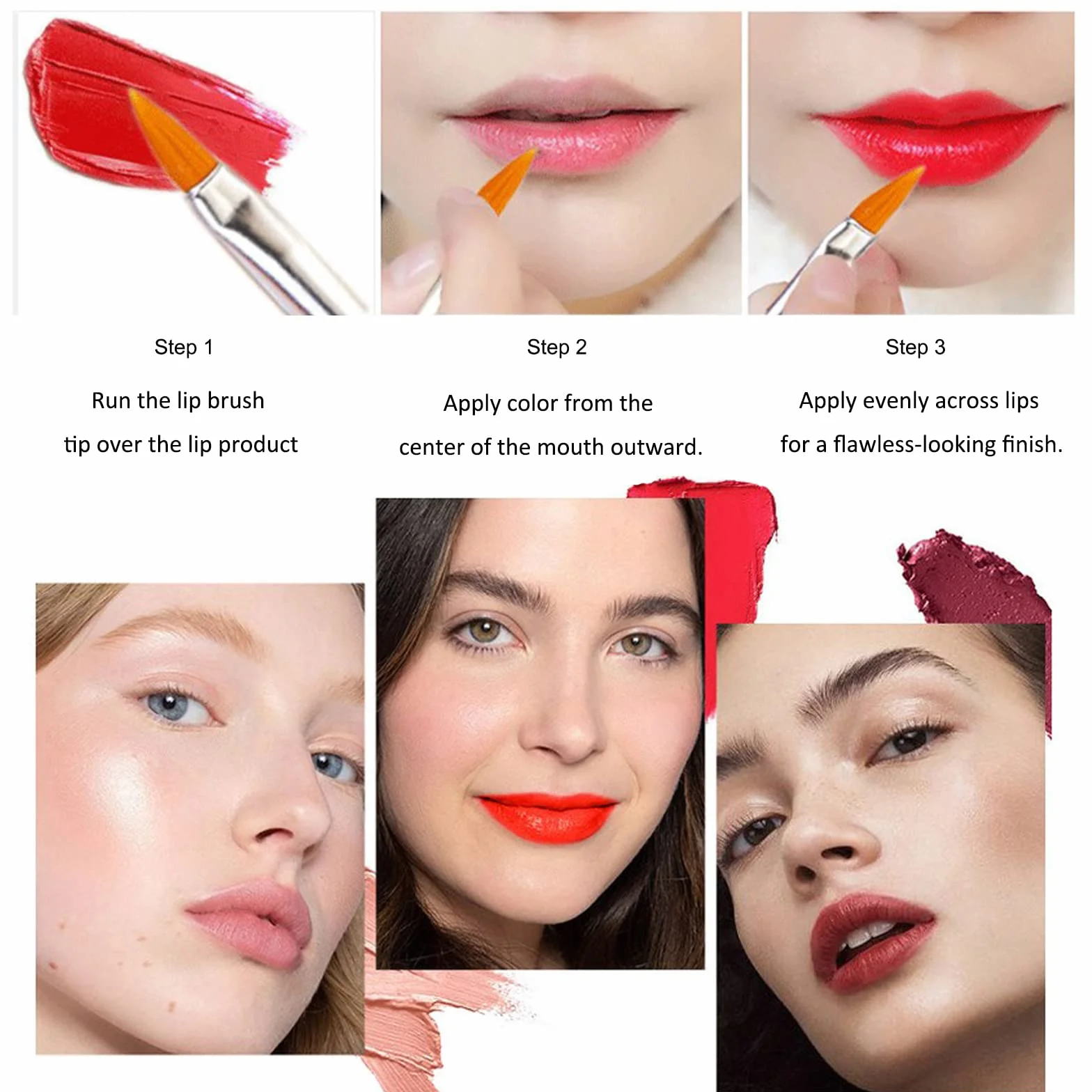 Roseflower cepillo de labios desechable 100pcs aplicador de labios para maquillaje