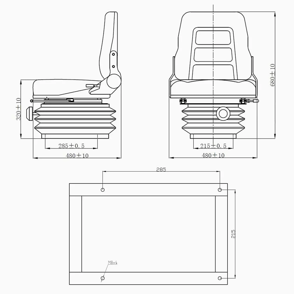 vidaXL Asiento de tractor con suspensión respaldo ajustable negro
