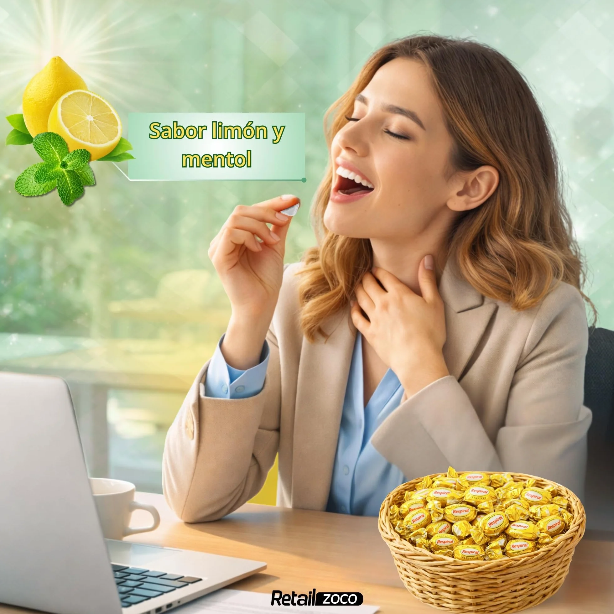 Respiral Caramelos Limón y Mentol 1 kg 316 unidades Sin Gluten