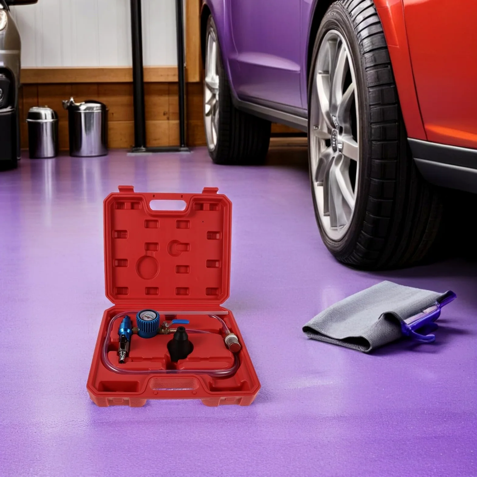 ORFOFE Máquina Llenadora de Anticongelante para Coche Kit de Llenado de Refrigerante Diseño Antiderrames Herramienta de Vacío de Refrigerante para Reemplazar el Líquido sin Derrames