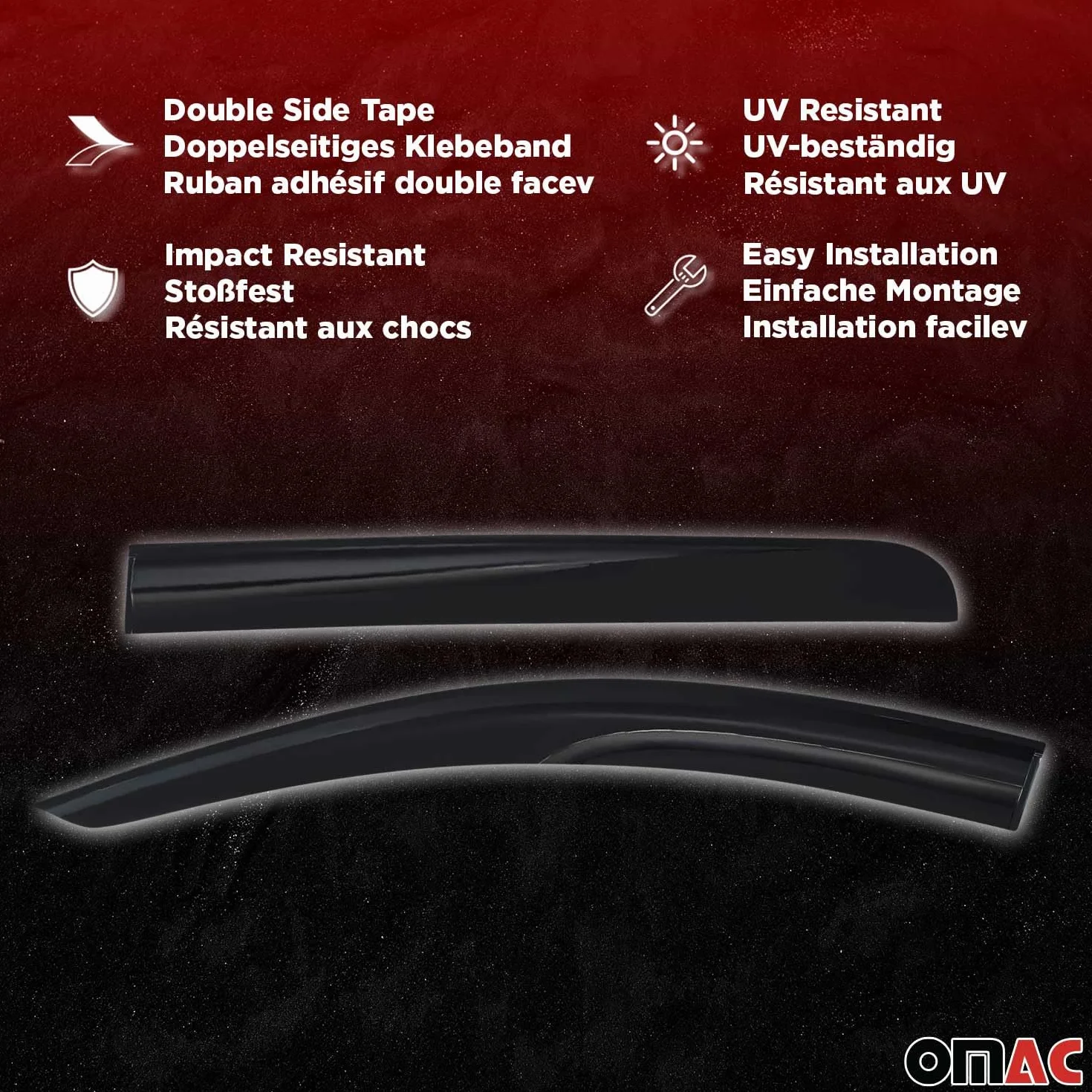 OMAC Deflectores Aire Regenabweiser Compatible con Opel Combo D 2011-2018 Negro Acrylic 4tlg