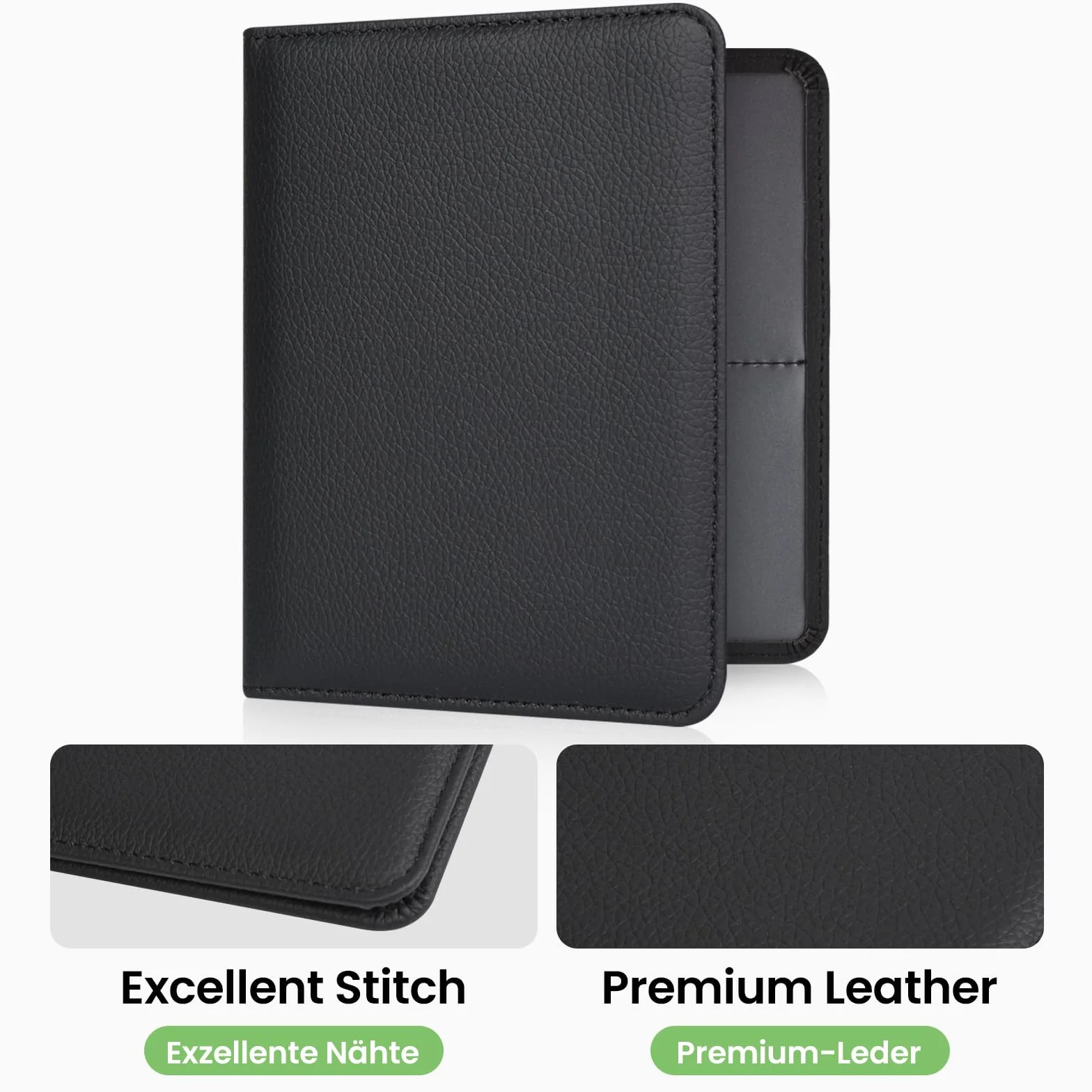 RSAquar Porta Documentos para Coche – Funda Compacta de PU para Registro del Vehículo, Seguro y Permiso de Conducir – Organizador para Guantera (Negro)