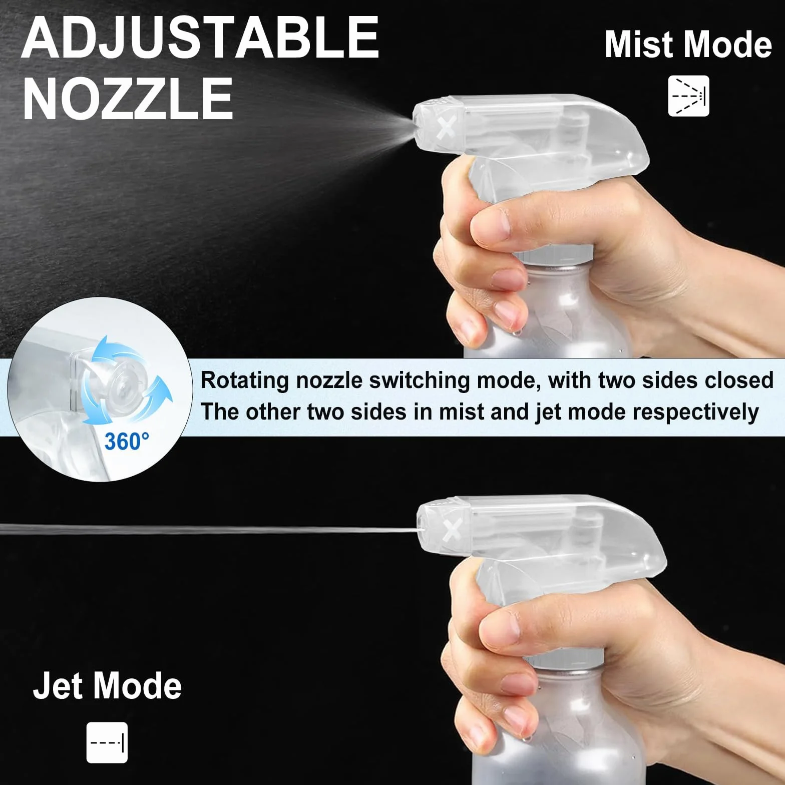 Bote Spray 300ml Pack de 2 Botellas, Pulverizador con Boquilla Regulable para Plantas y Limpieza