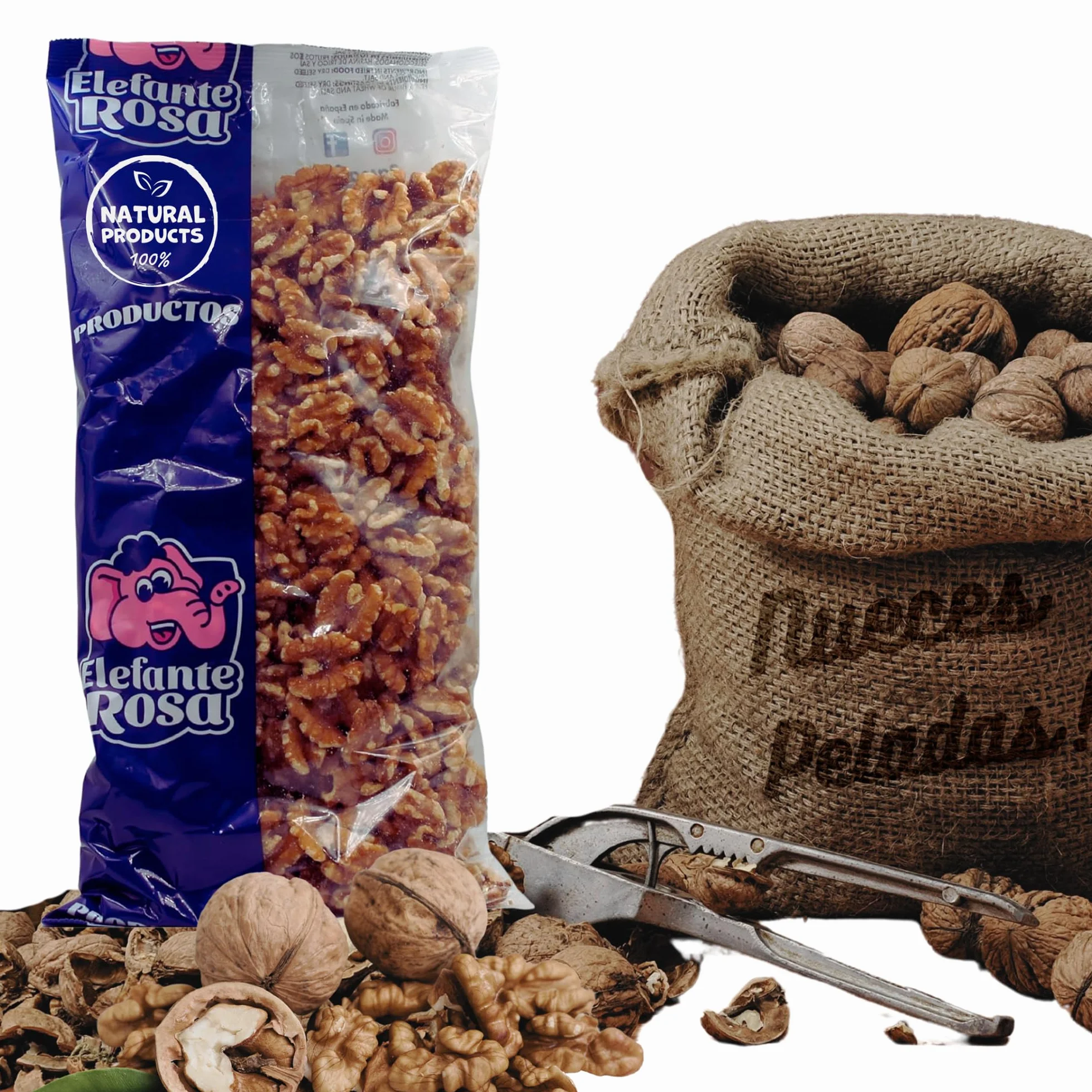 El Elefante Rosa Nueces Peladas Crudas 1kg Mitades Naturales Snack Saludable