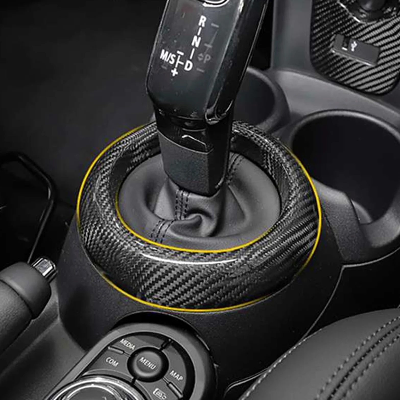 Accesorios Coche para Mini para Cooper para F55 para F56 para F57 para Countryman 2018-2022 Panel Engranaje Central Fibra Carbono Panel Control Modificación Interior Decoración Coche