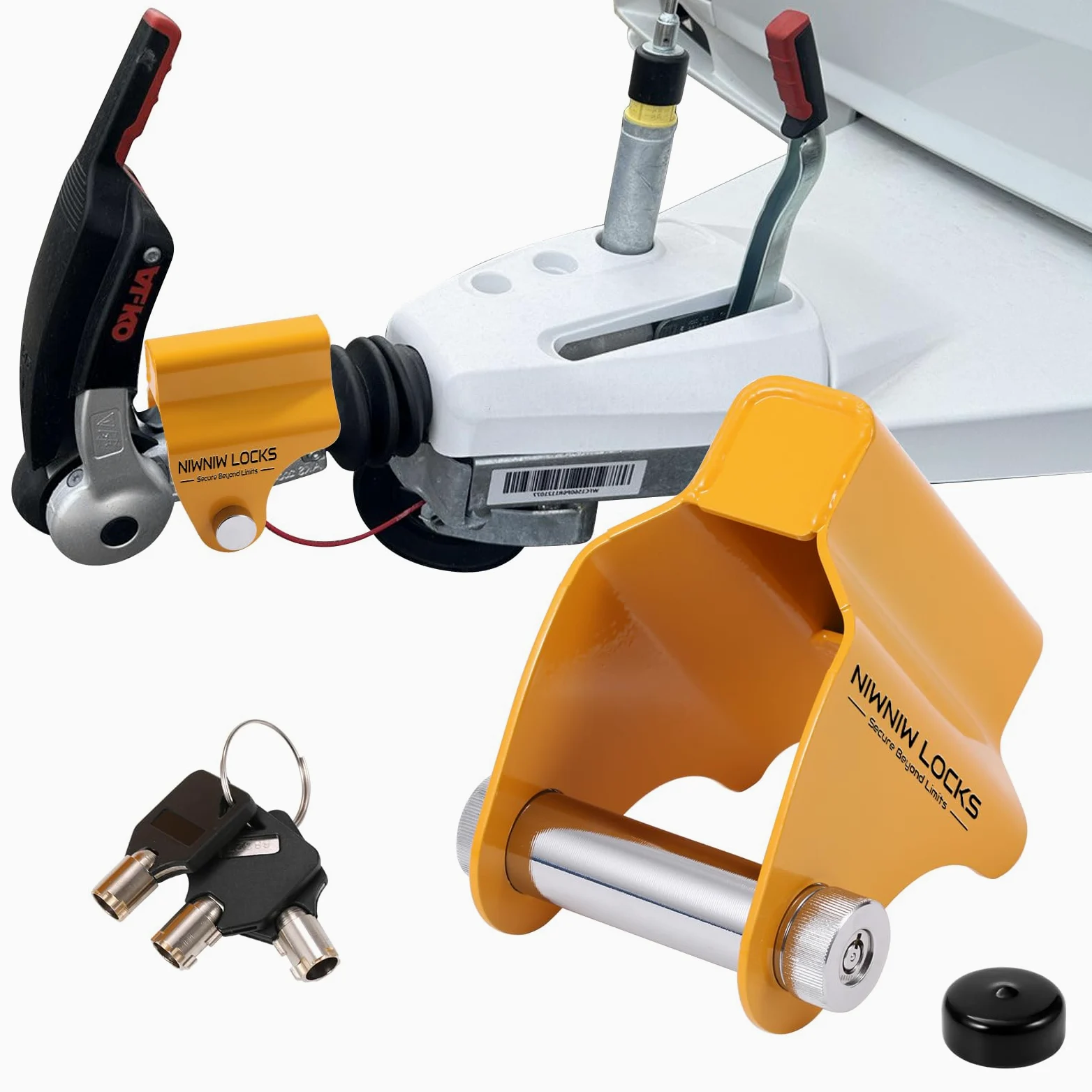 NiwNiw Cerradura de enganche de caravana antirrobo para ALKO AKS1300/2004/3004 AK130/160, acero reforzado