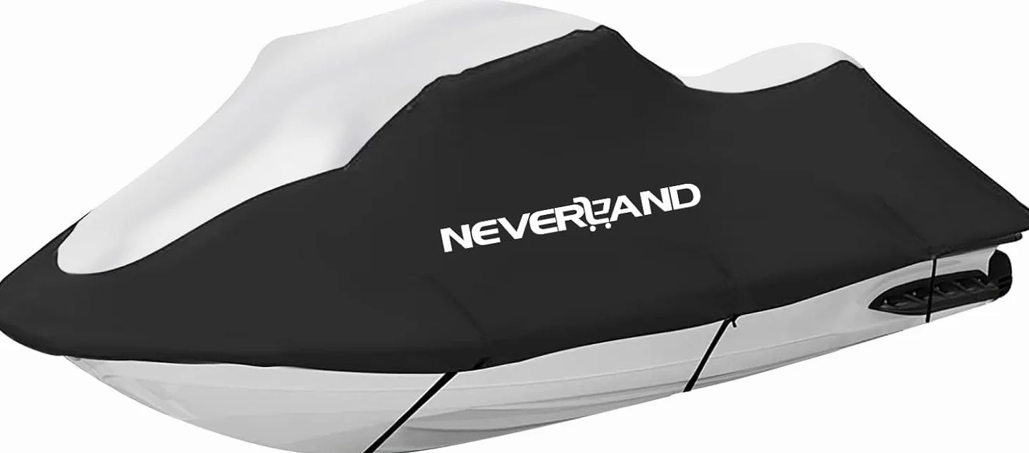 Neverland Funda para Moto acuática remolcable de 3 Asientos, Resistente al Agua, 210D con 2 Rejillas de ventilación, Grado Marino, Resistente a los Rayos UV, se Adapta hasta 145 Pulgadas