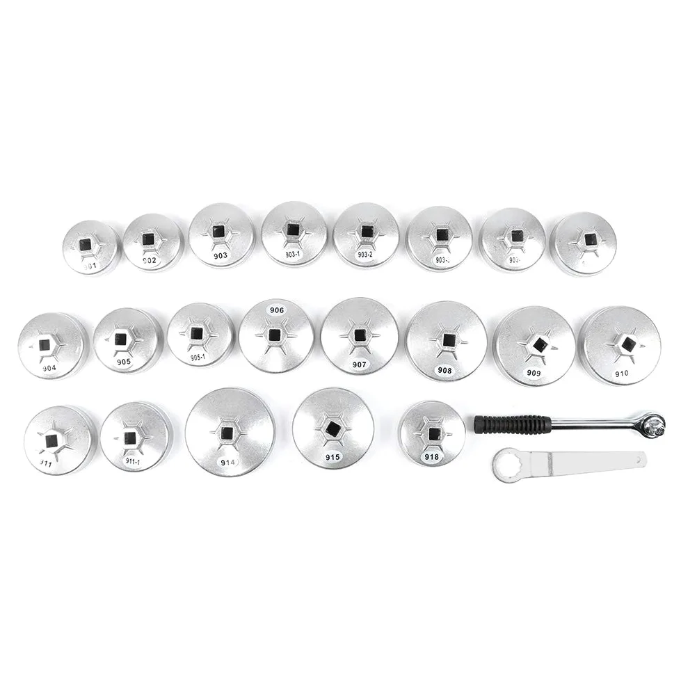 Ejoyous Juego de vasos de aluminio para llaves de filtro de aceite - 23 piezas
