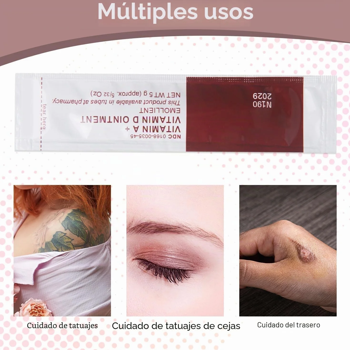 Gel de reparación de cicatrices de tatuaje con vitaminas A y D, 50 unidades de microblading ungüento antiinflamatorio