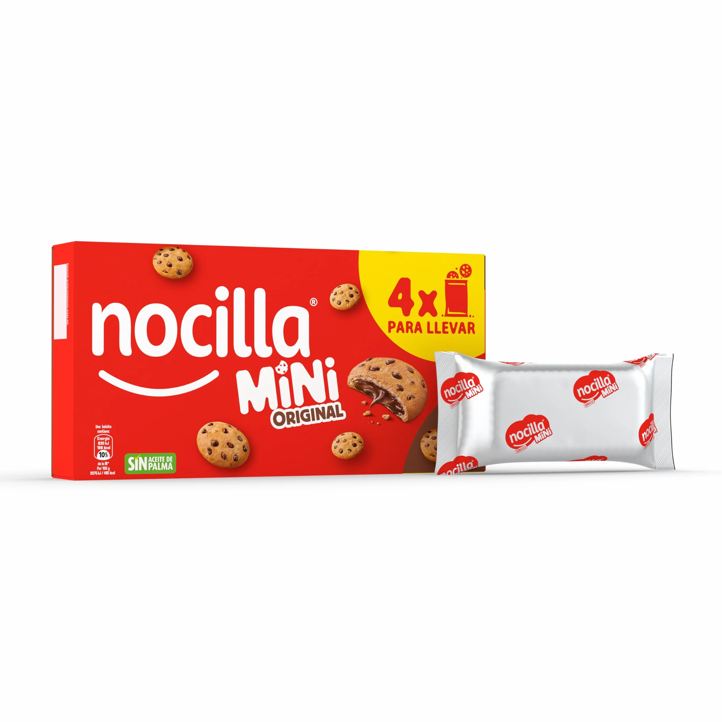 Nocilla Mini Cookies Original Minigalletas con Gotas de Chocolate Rellenas sin Aceite de Palma 160g