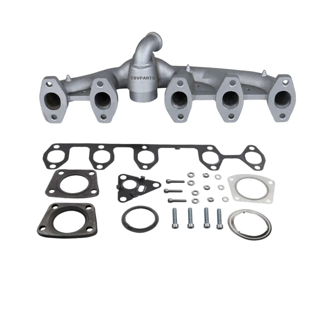 Colector De Escape 070253017A Mas Juego De Juntas 070253017B Hecho De Hierro Dúctil Compatible Para Tra-nspo-rter Mul-tivan Tou-reg 2.5 TDI AXD AXE BAC BLJ BLK (POSICION CODO 90°, CODO 90°)