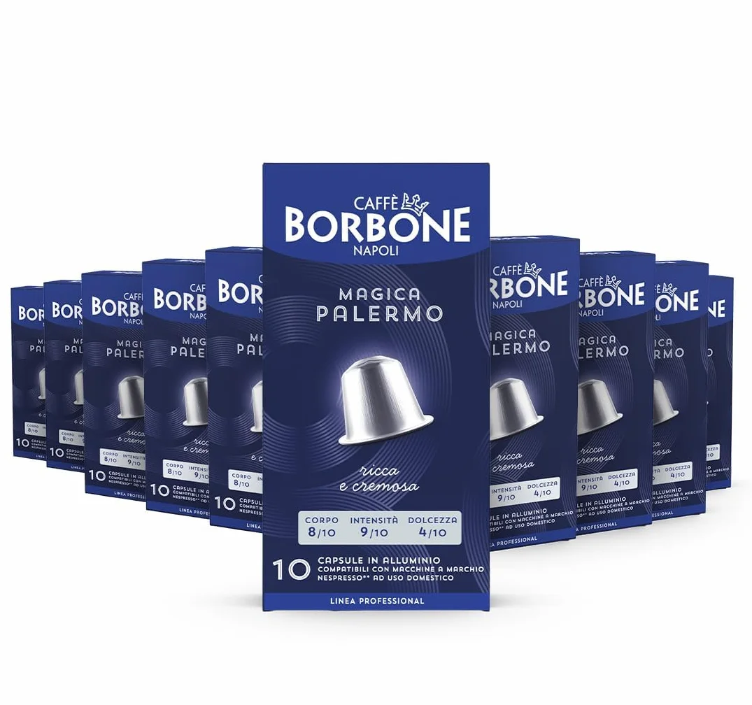 Caffè Borbone Mezcla de Café Magica Palermo 100 Cápsulas Compatibles Nespresso