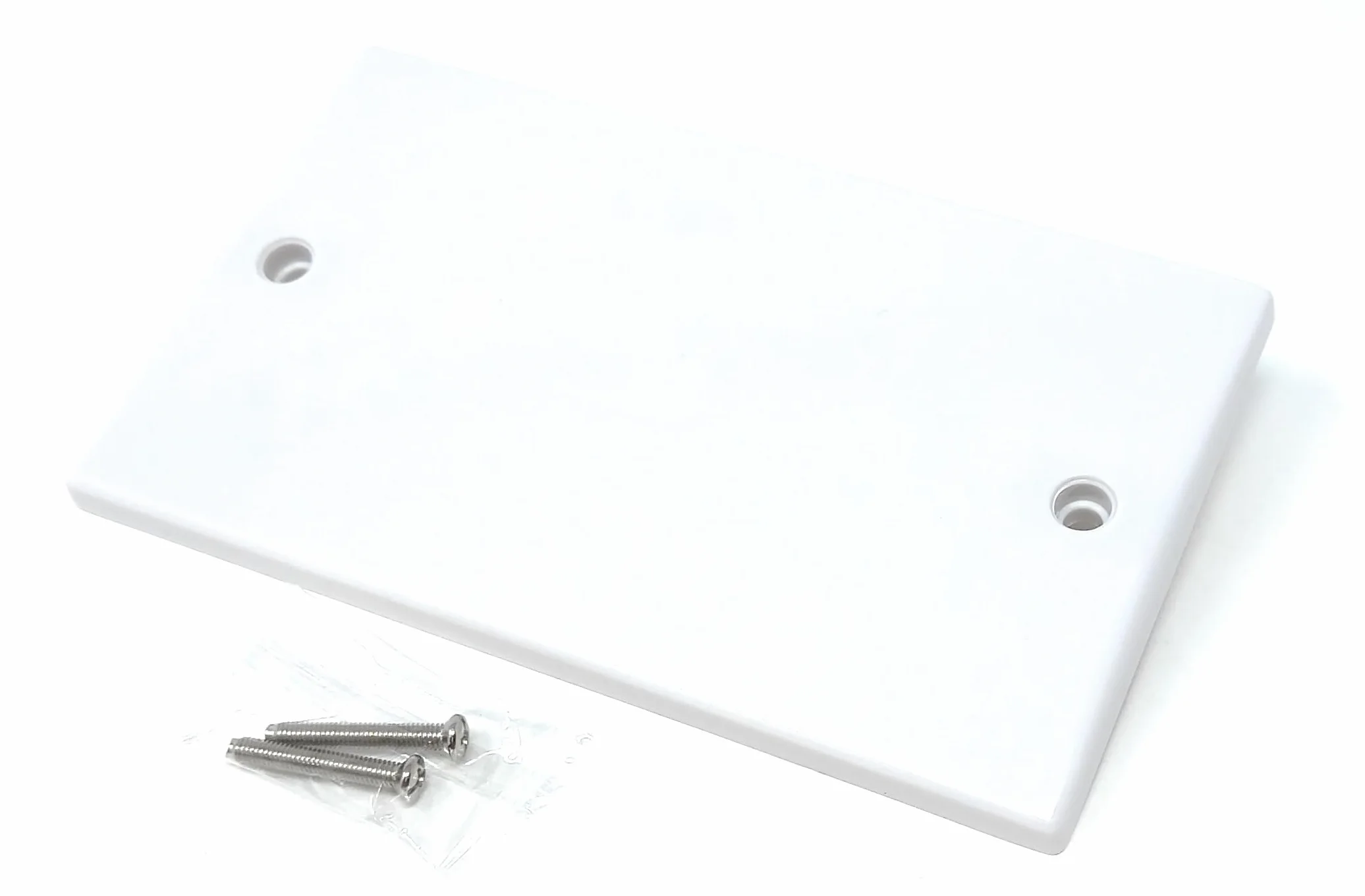 Placa Frontal Doble 2 Bandas para Enchufes Eléctricos Caja Trasera Blanca con Tornillos