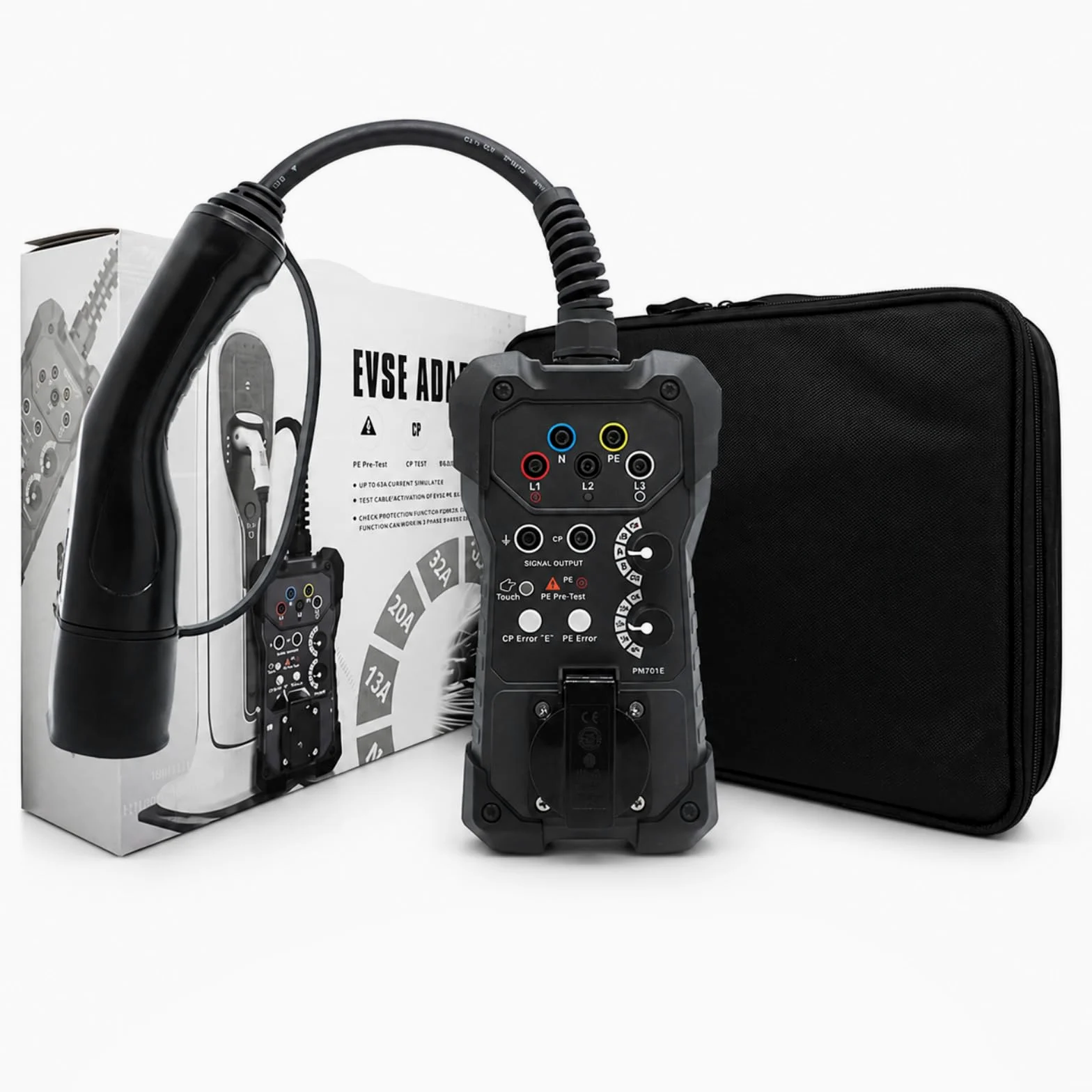 Adaptador Comprobador EVSE, Adaptador De Prueba Para EstacióN De Carga Ve | Tipo 2 Comprobador Adaptador Para EstacióN De Carga De VehíCulo EléCtrico, Tester EVSE Comprobador Wallbox, Simulador CP/PP