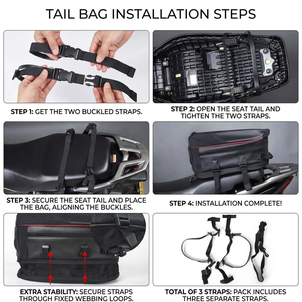 VALKEM Bolsa Moto Trasera para Ducati Scrambler Desert Sled 2017-2022, Bolsa Asiento Impermeable Universales, Equipaje Moto Portátil Resistente para Viaje Touring Casco,A Red