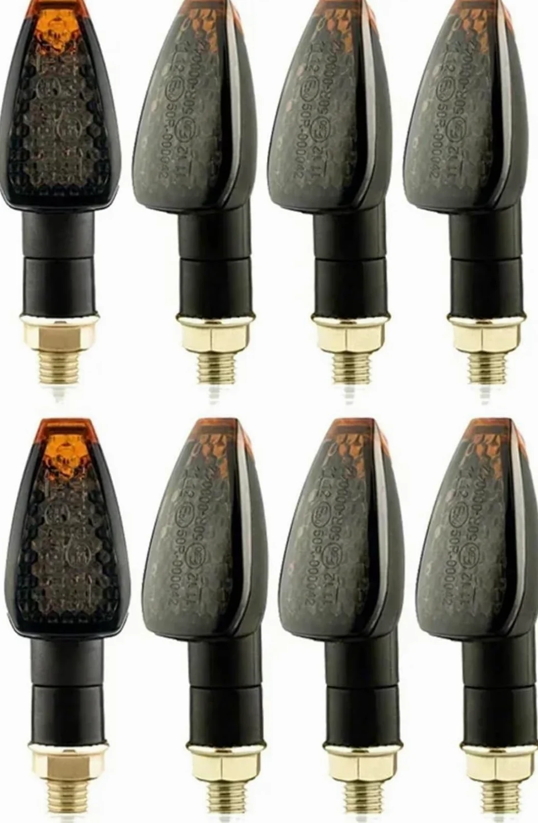 Genérico Indicadores de motocicleta Intermitentes para motocicleta homologados E50, luz ámbar intermitente de 14 LED, 12 V/24 V, M10