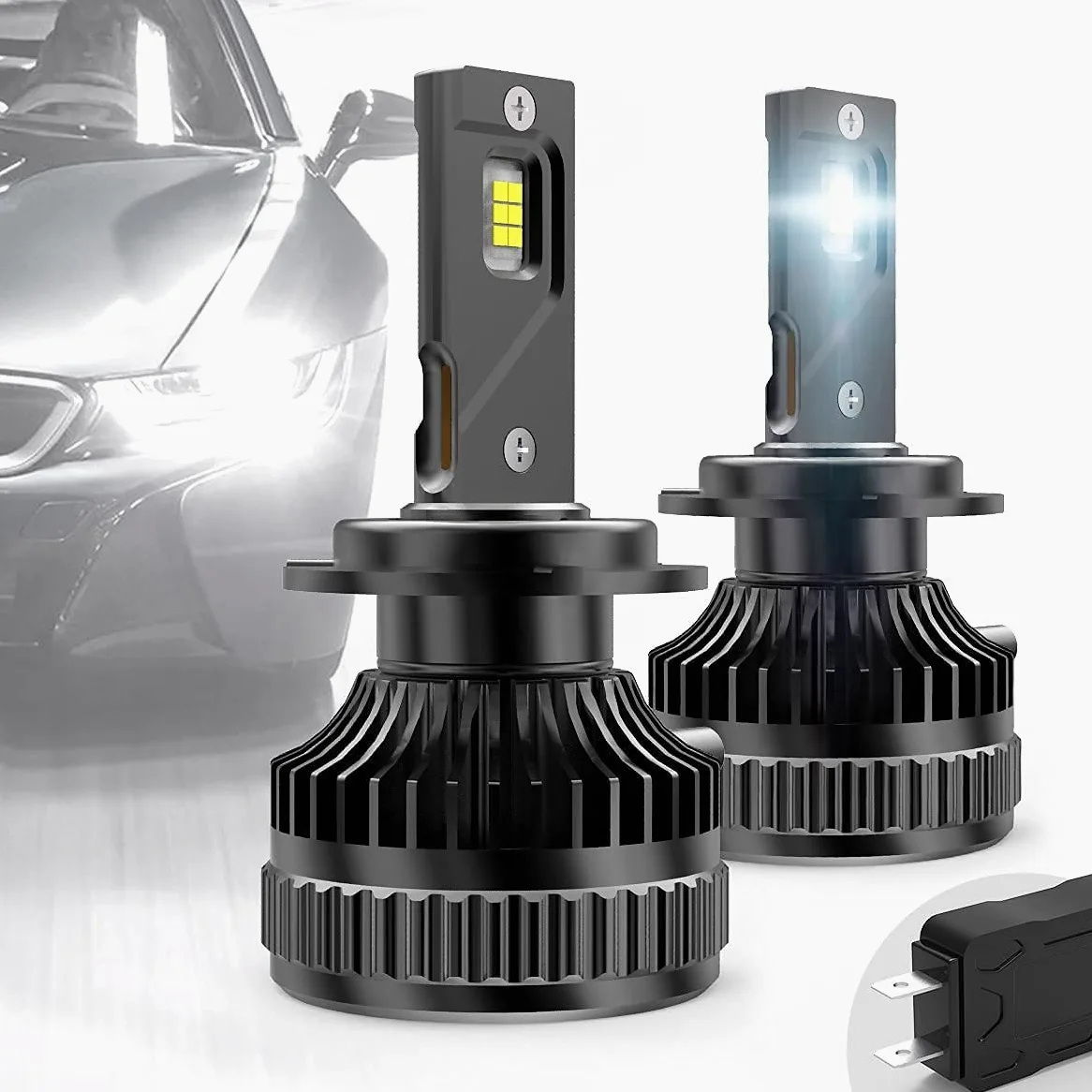 VLAND D2S D2R Kit de conversión de Bombillas LED para Faros Delanteros con 12V 70W 8000Lm, Chips LED 6000K Blanco para Coche Luz de Haz Alto y bajo Reemplazo HID Xenon