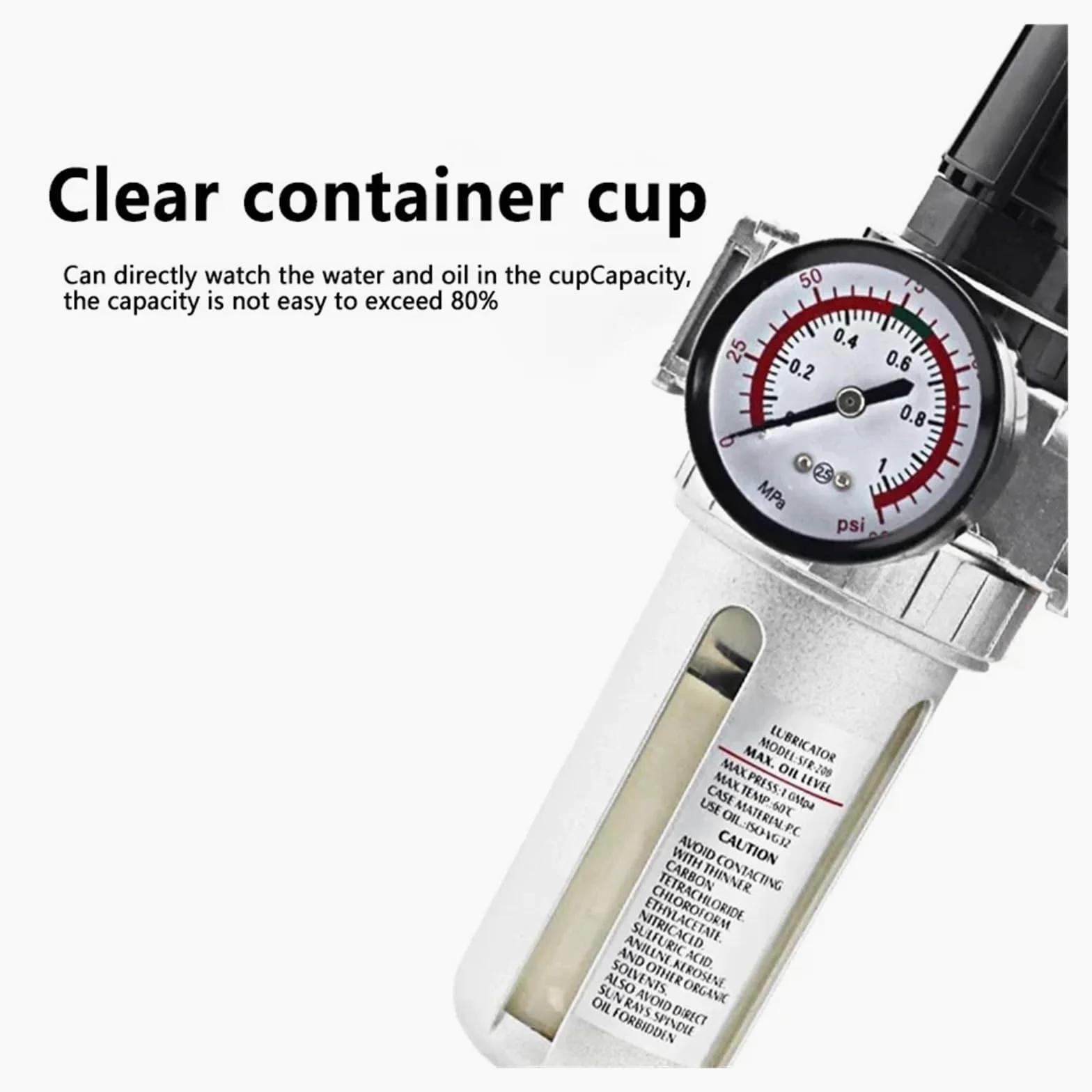 Compresor de Aire SFC200 1/4" SFC300 3/8" SFC400 1/2" Filtro regulador Separador de Aceite y Agua Trampa de Vapor Regulador de presión Accesorios neumáticos(SFC-300)