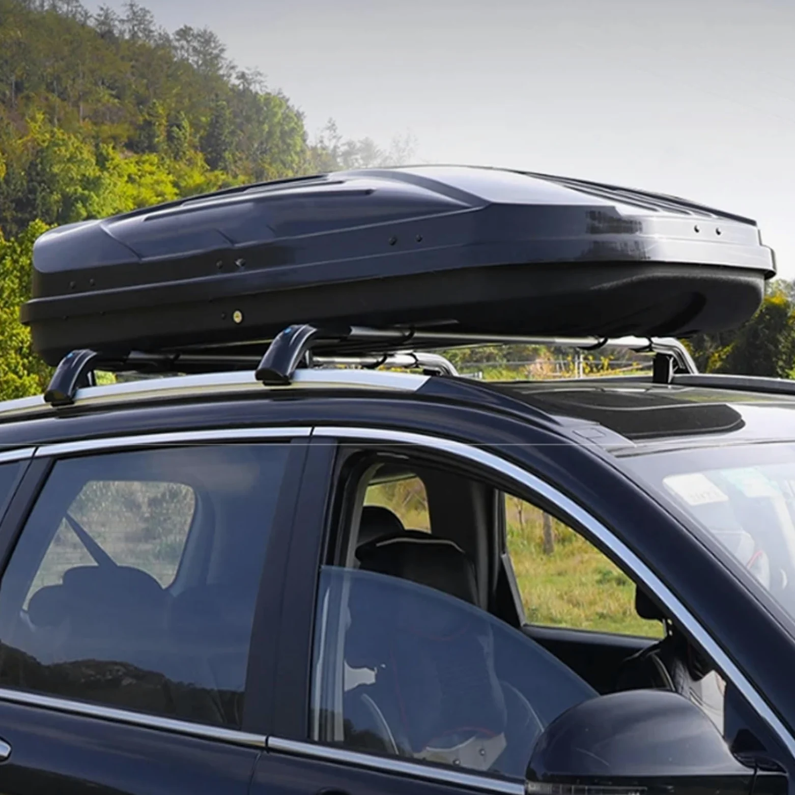 Cofre Techo Coche, Baúl de Techo Rígido de ABS de 300/480/500/550 L con Cerradura de Seguridad y Apertura Lateral, para Coche, Furgoneta y SUV(120x79x24cm)