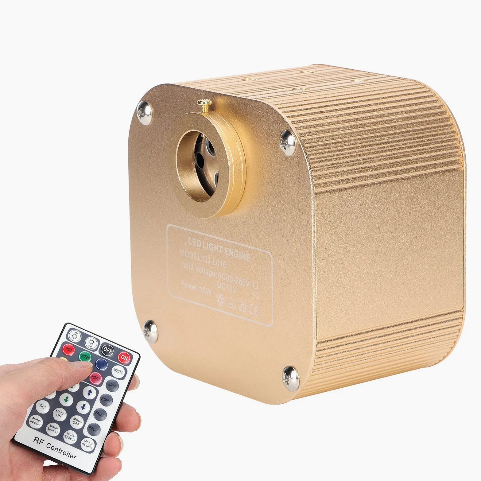 Akozon Motor de Luz Led de 16W, Iluminación de Fibra óptica de Techo Rgbw para Decoración del ar y el Coche, Ac85-265V Motor de Luz Led de 16W