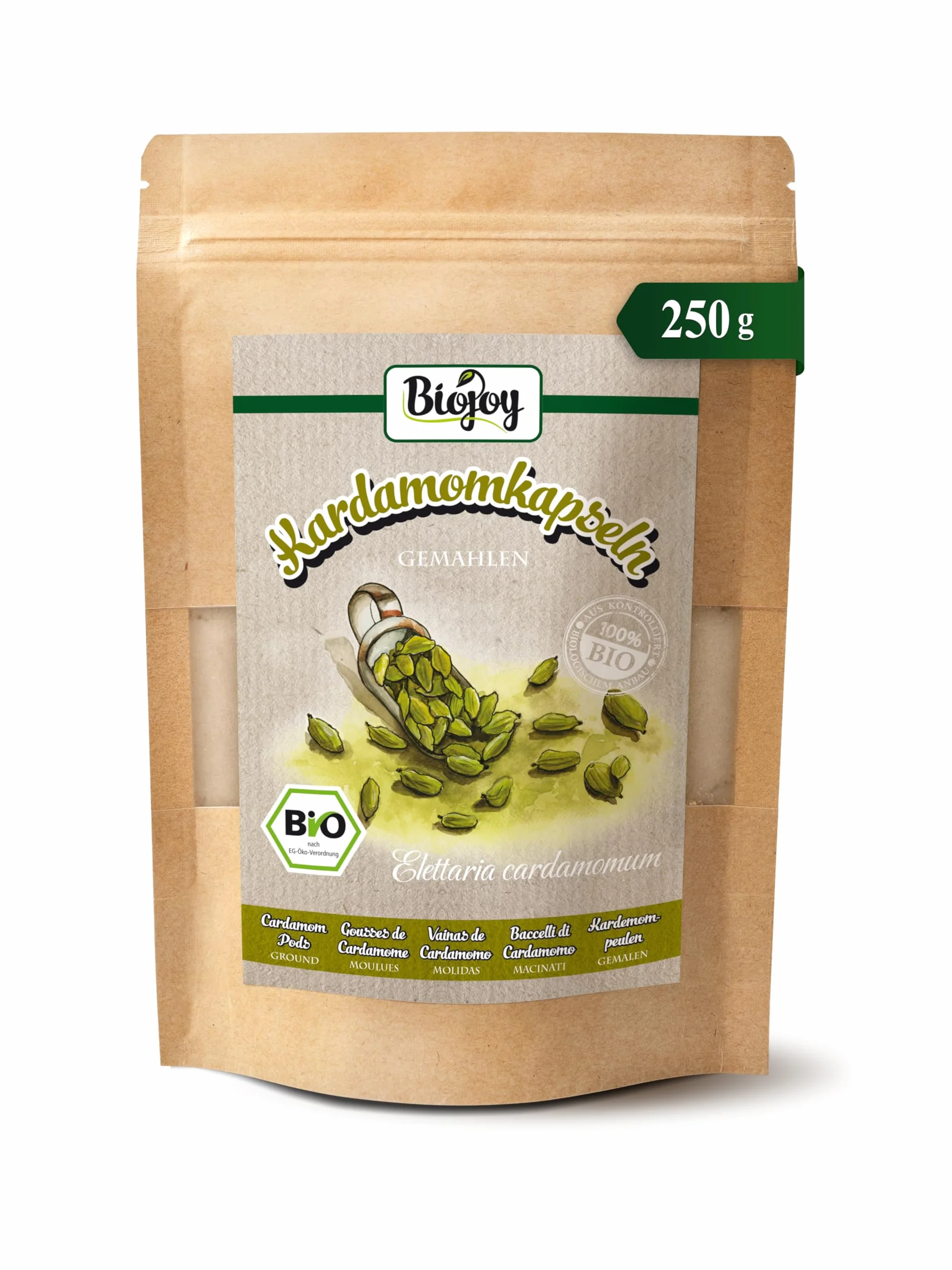 Biojoy Cardamomo molido BÍO 250 g Polvo de Elettaria cardamomum