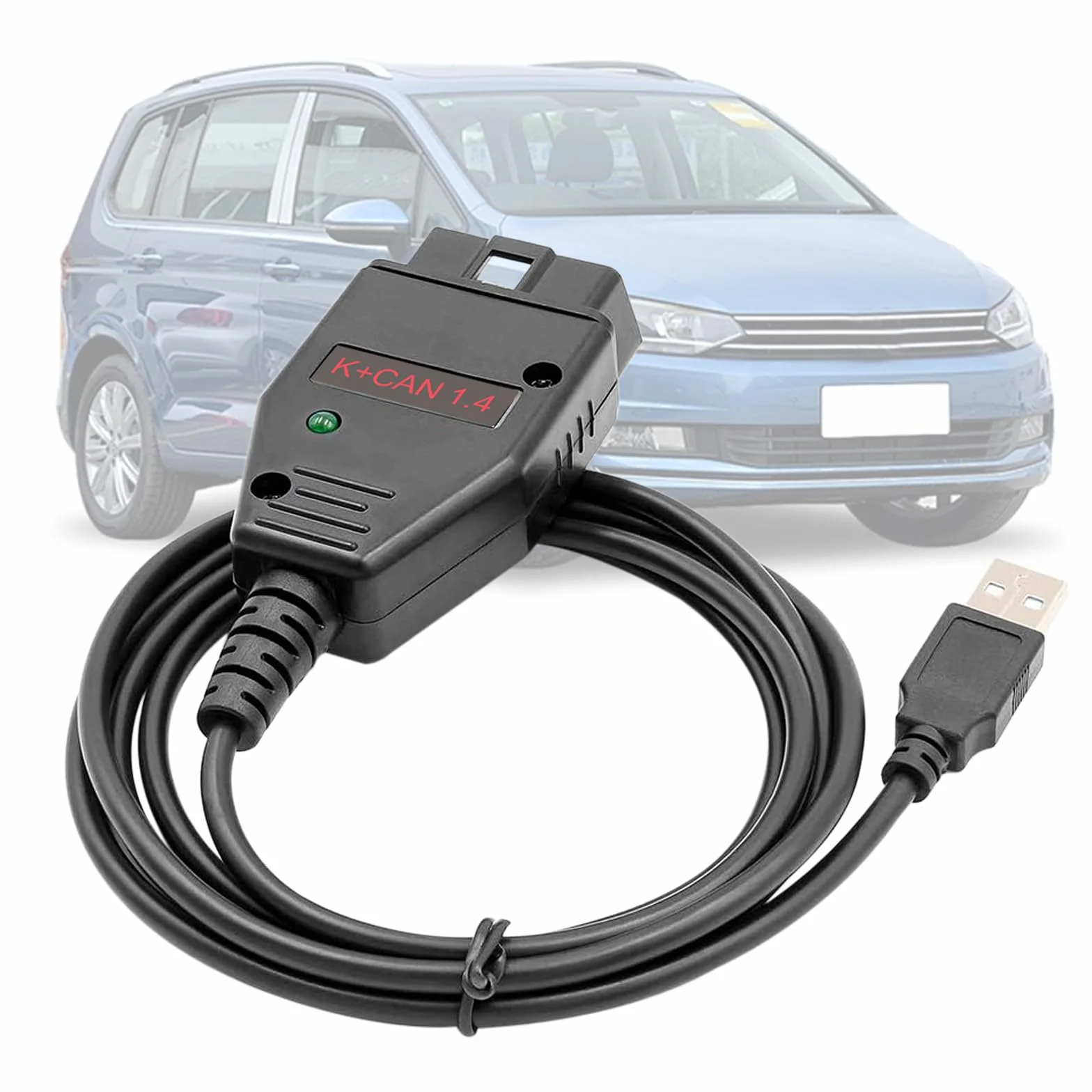 para K Can Commander v1.4 Cable OBD2 a USB,para vehículos BMW/Audi/Skoda/Seat/Nissan,Compatible con k+Can Commander 1.4 y Herramienta de escaneo de Software de programación ECU V-vvTOOL