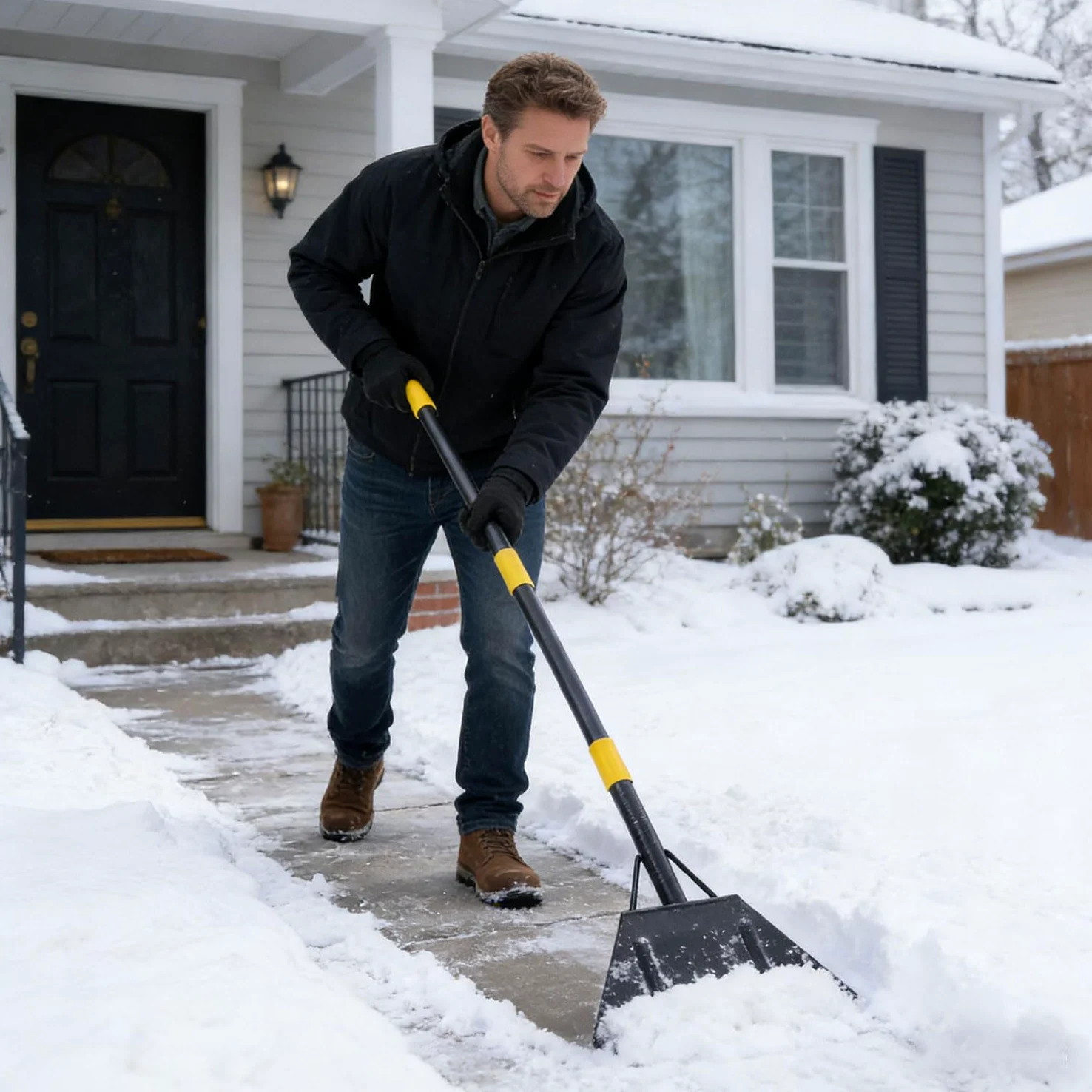 Herramienta de eliminación de hielo de acero resistente para coches con diseño de agarre cómodo, rascador de hielo multifuncional