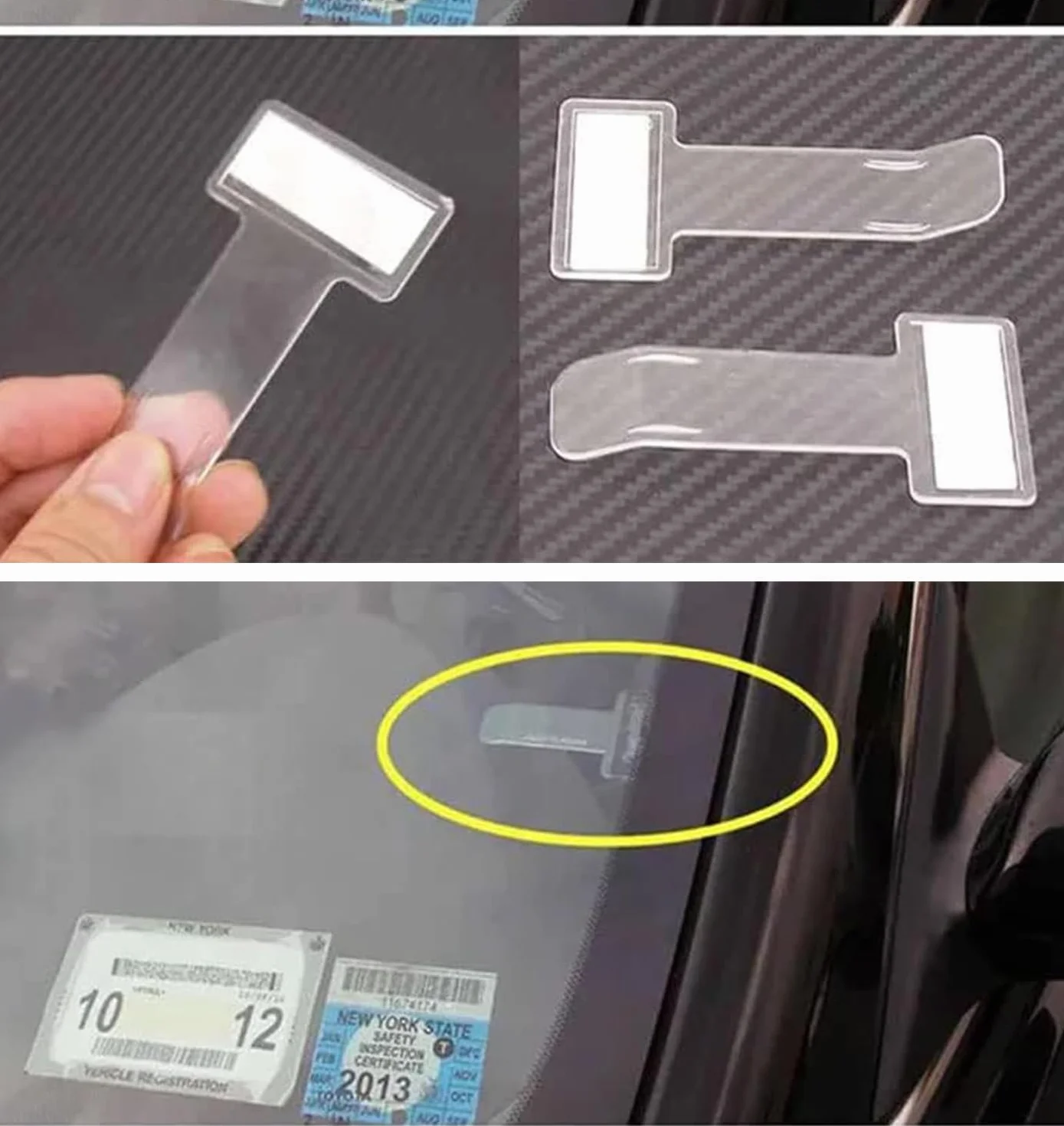 10 clips transparentes para soporte de coche, autoadhesivo, para permiso de estacionamiento y soporte de boletos para parabrisas de coche, furgoneta, clip de plástico para parabrisas